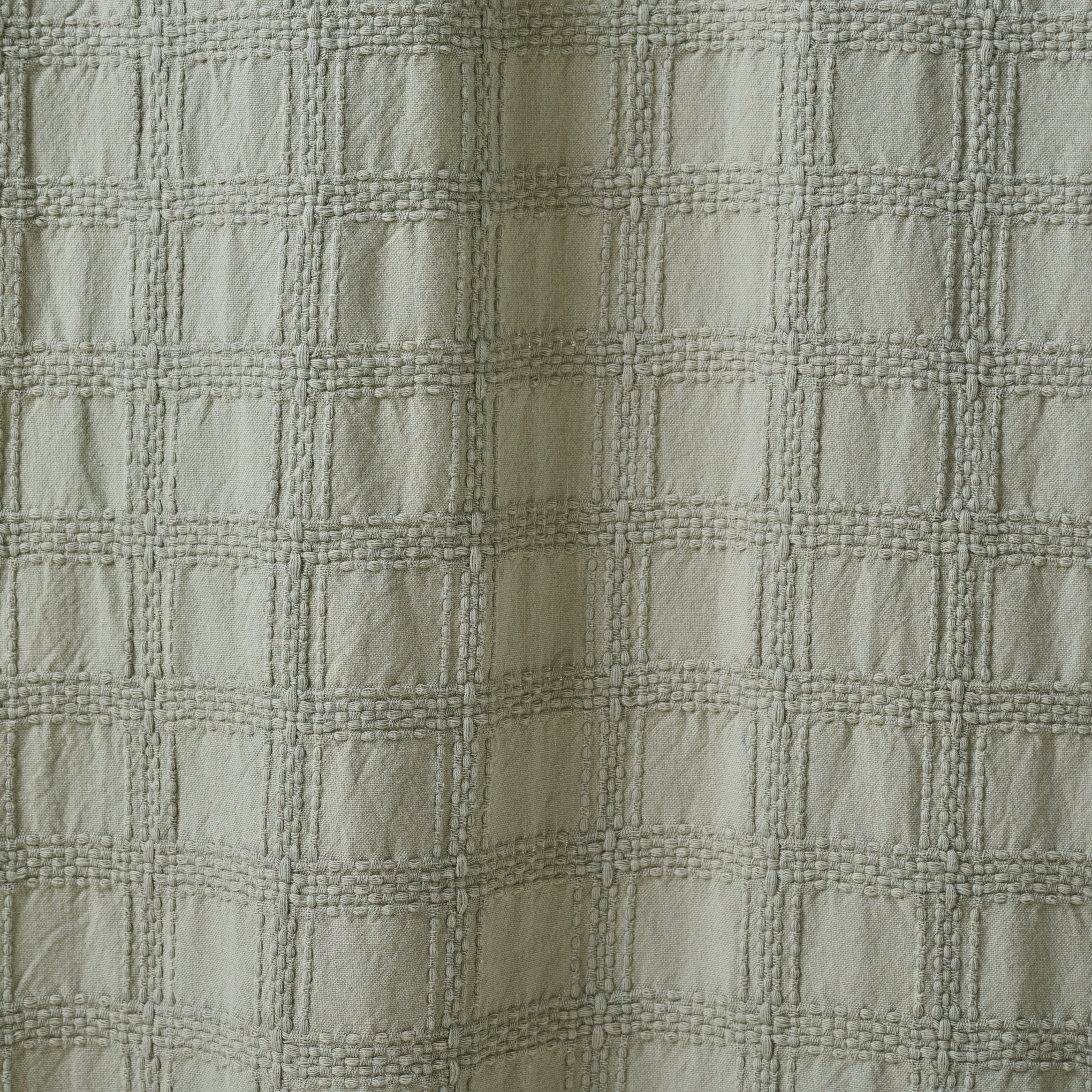 Sage Textured Shower Curtain material up close