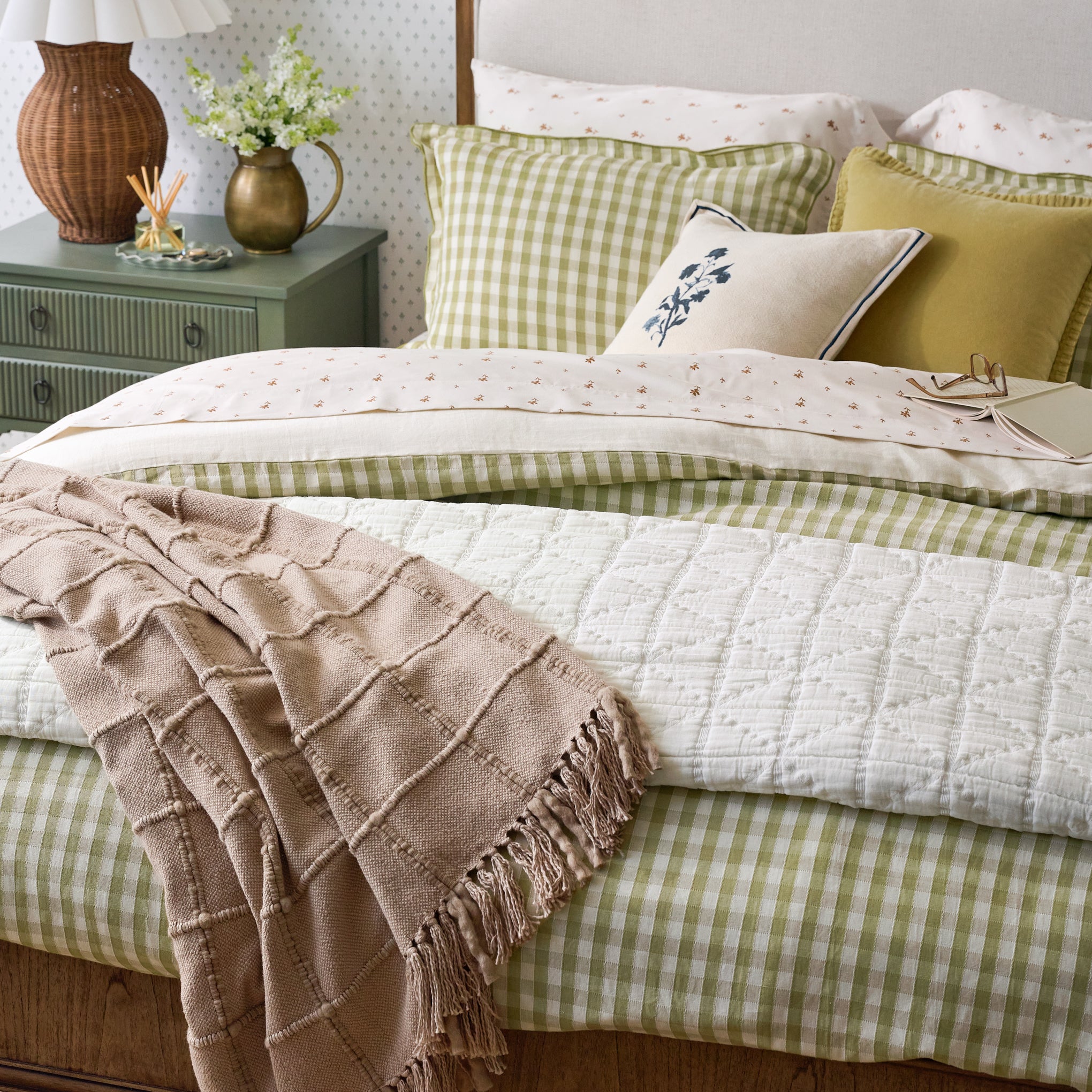 Maxine Gingham Duvet Cover on a bed