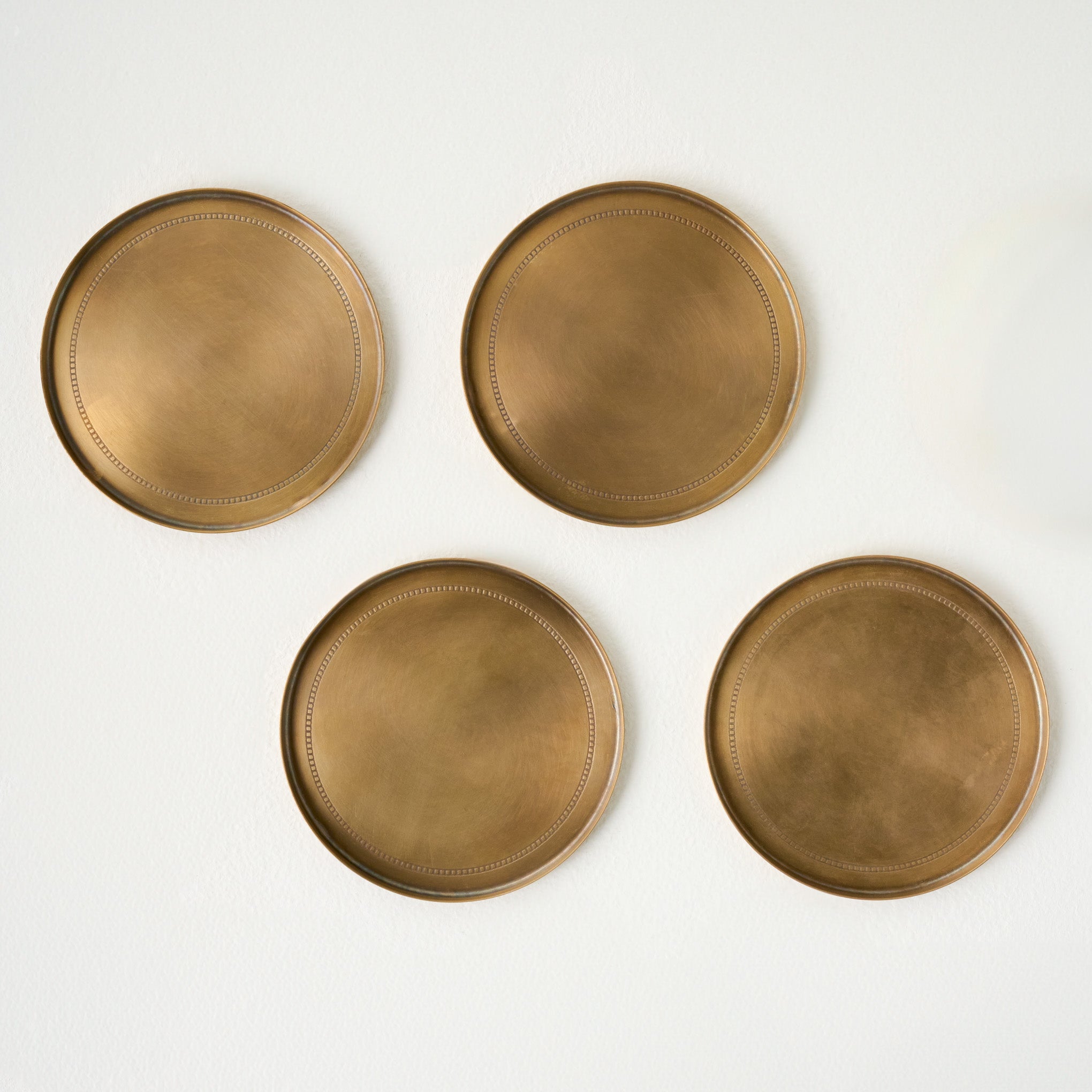 Magnoliass Etched Brass Coaster Set of Four