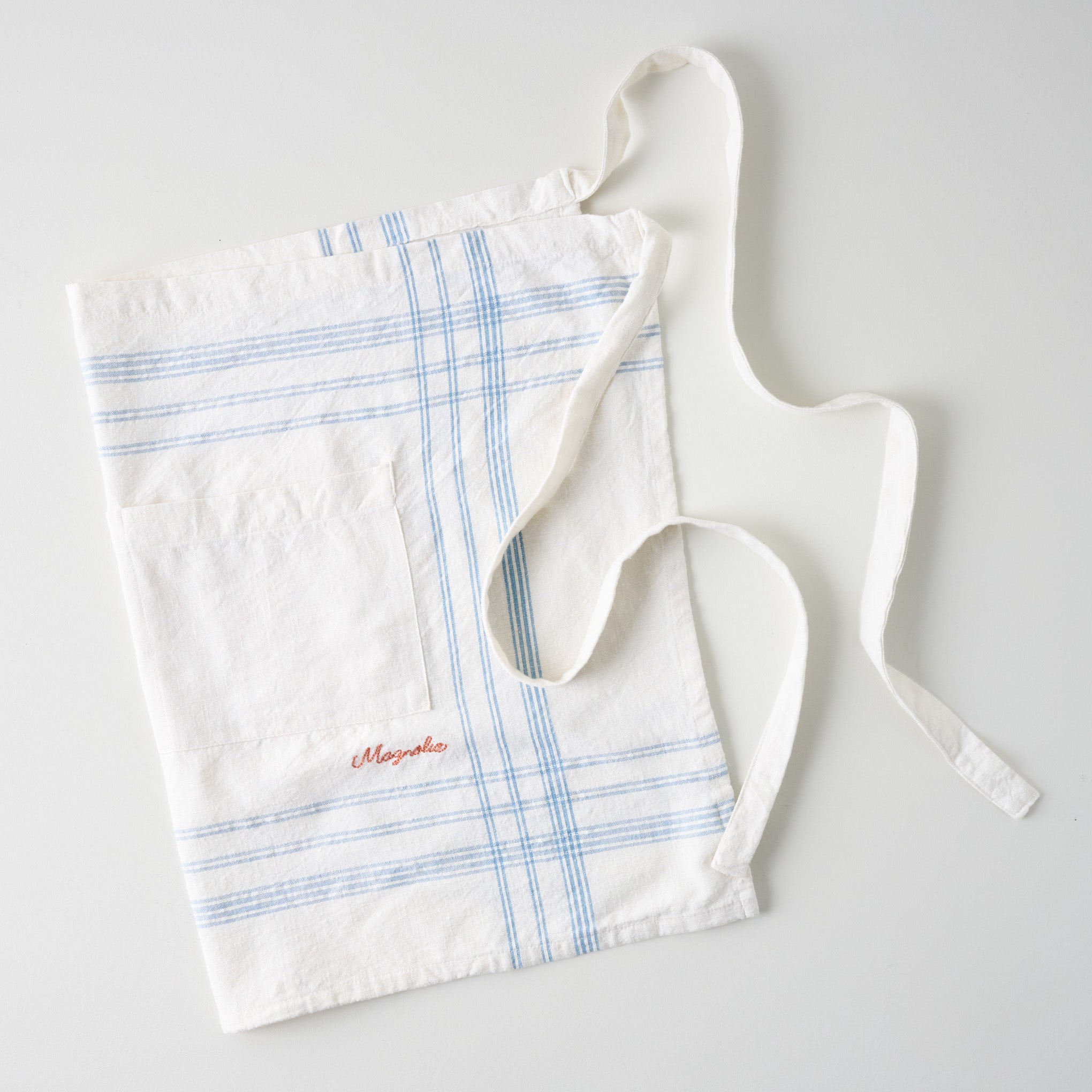 Magnoliass French Blue Stripe Half Apron