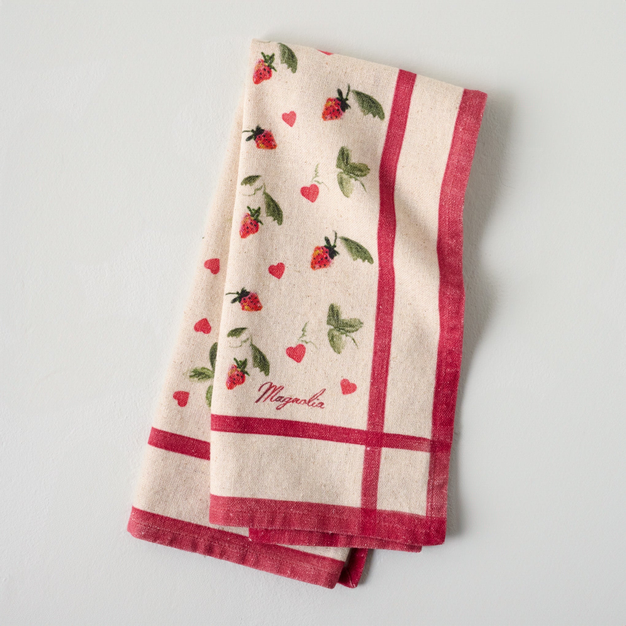 Magnoliass Strawberry + Hearts Tea Towel 