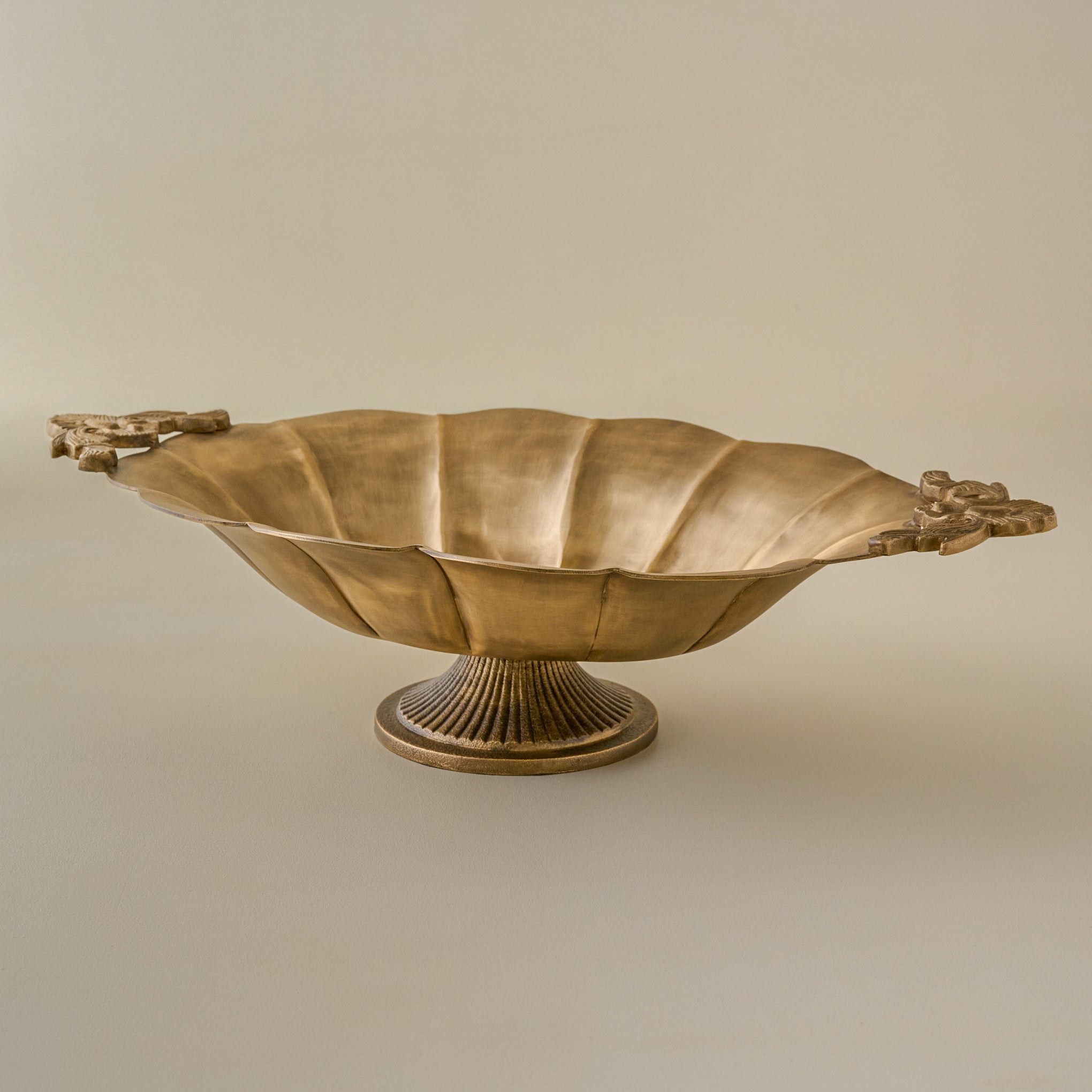 Oversized Ornate Brass Pedestal Bowl