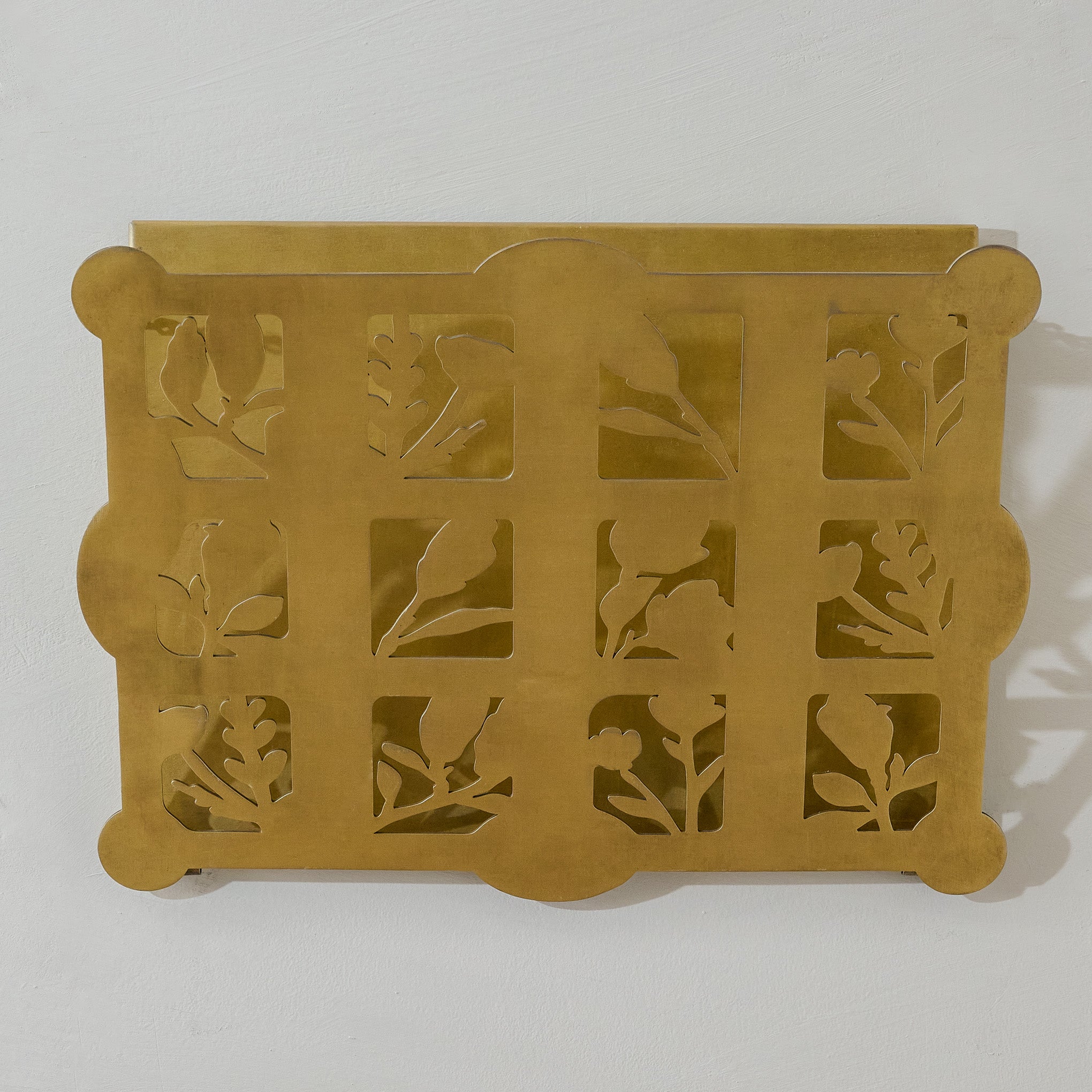 Shadow Floral Brass Wall Pocket view from front