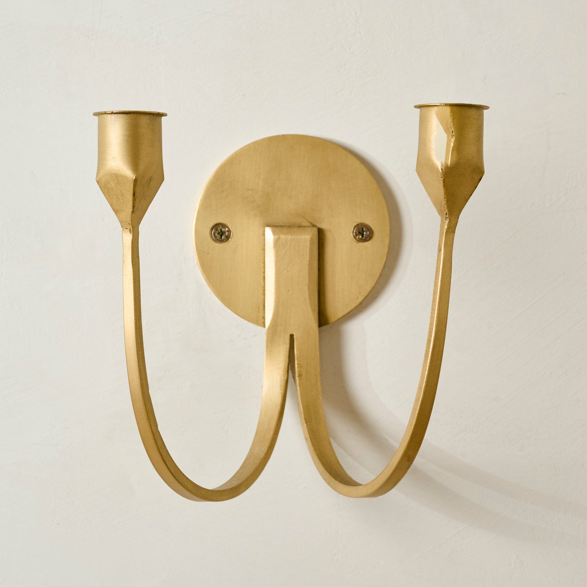 Julian Double Wall Sconce in brass up close