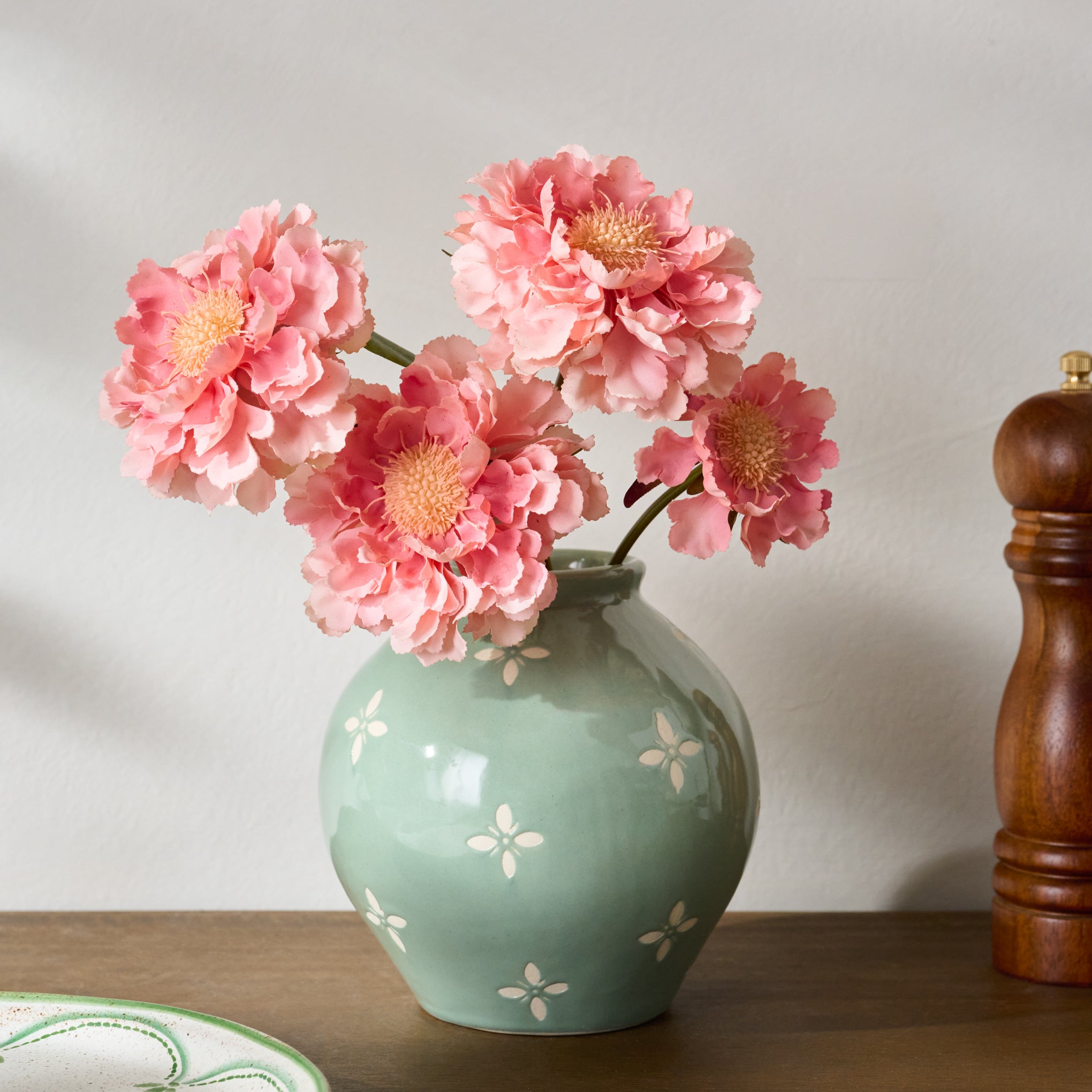 Real Touch Scabiosa Stem shown in vase