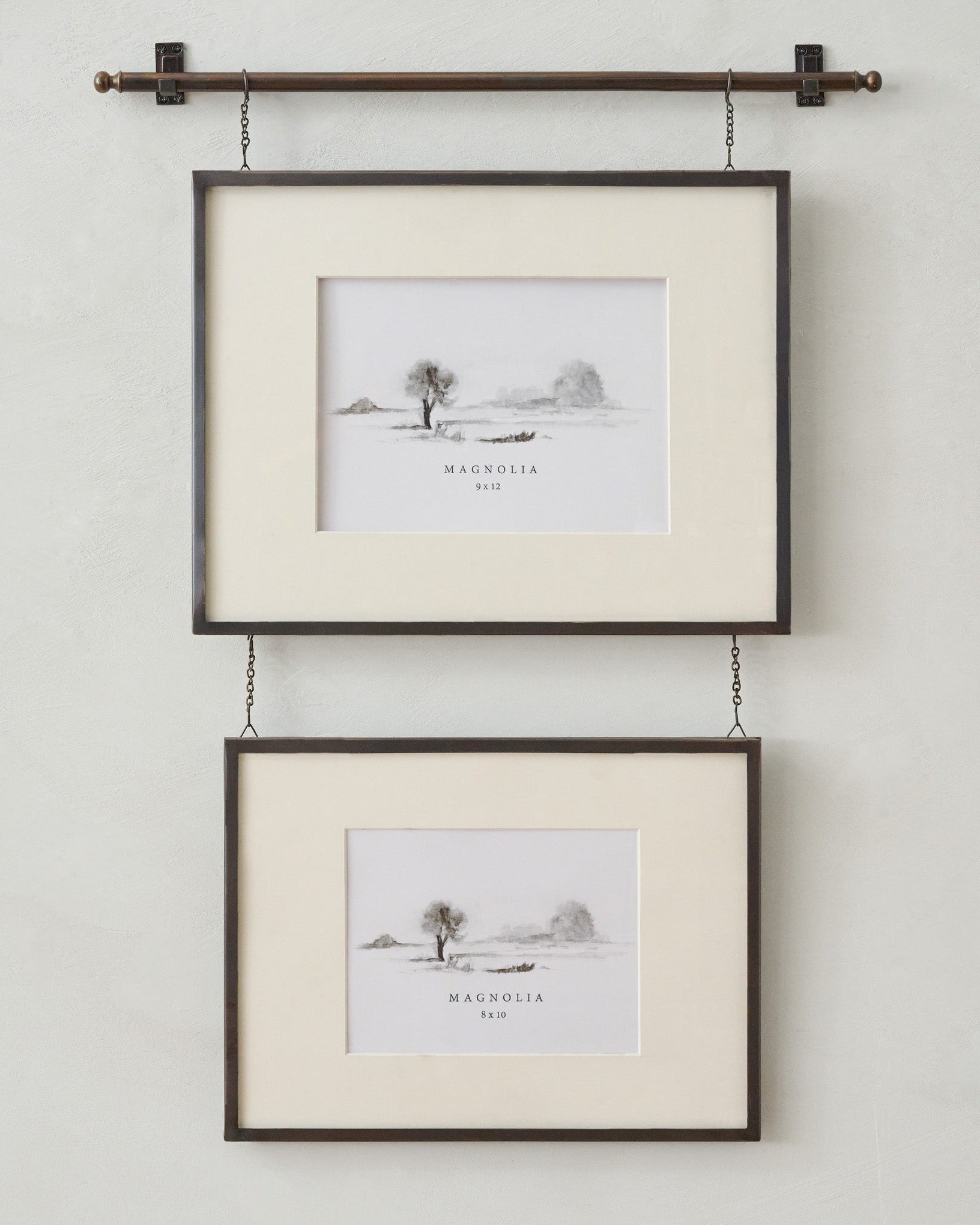 Colleen Antique Bronze Rail Double Picture Frame