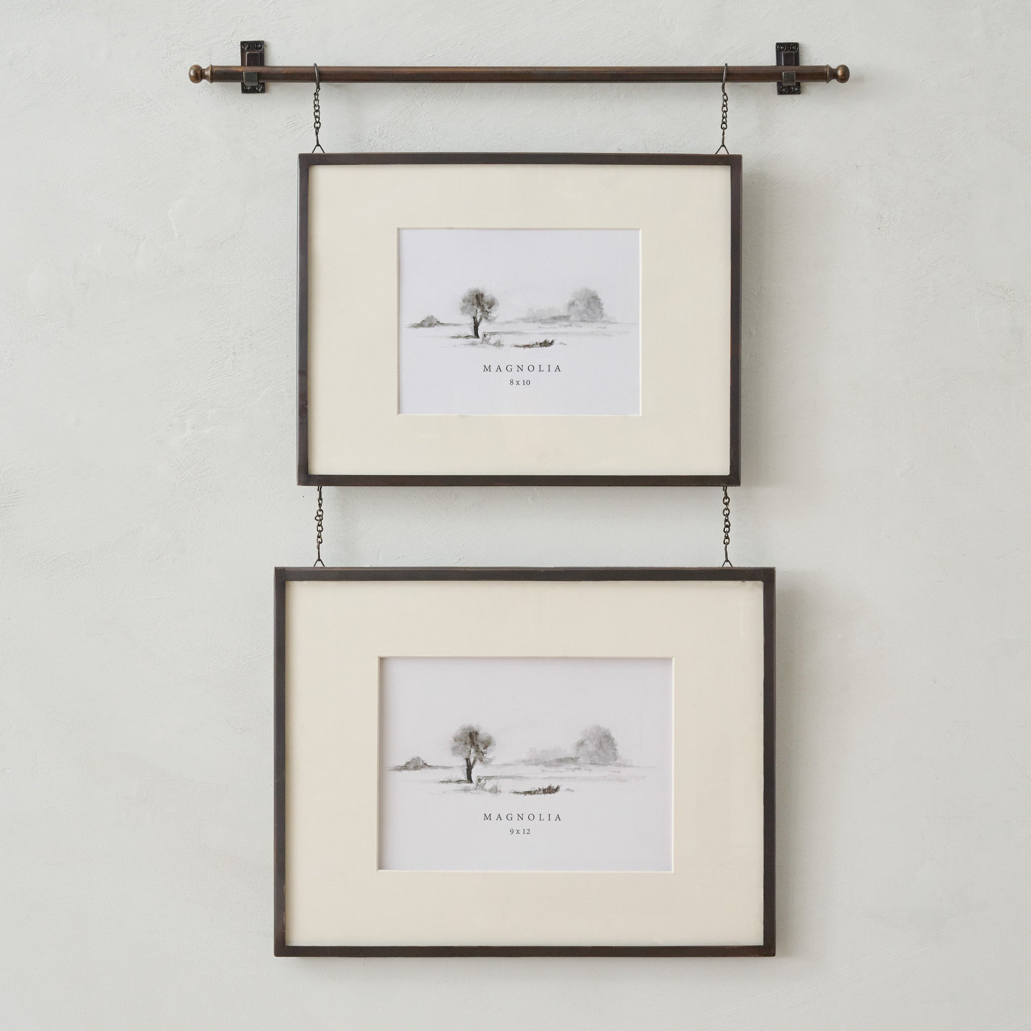 Colleen Antique Bronze Rail Double Picture Frame