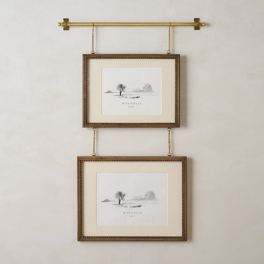Colleen Wood and Brass Rail Double Picture Frame