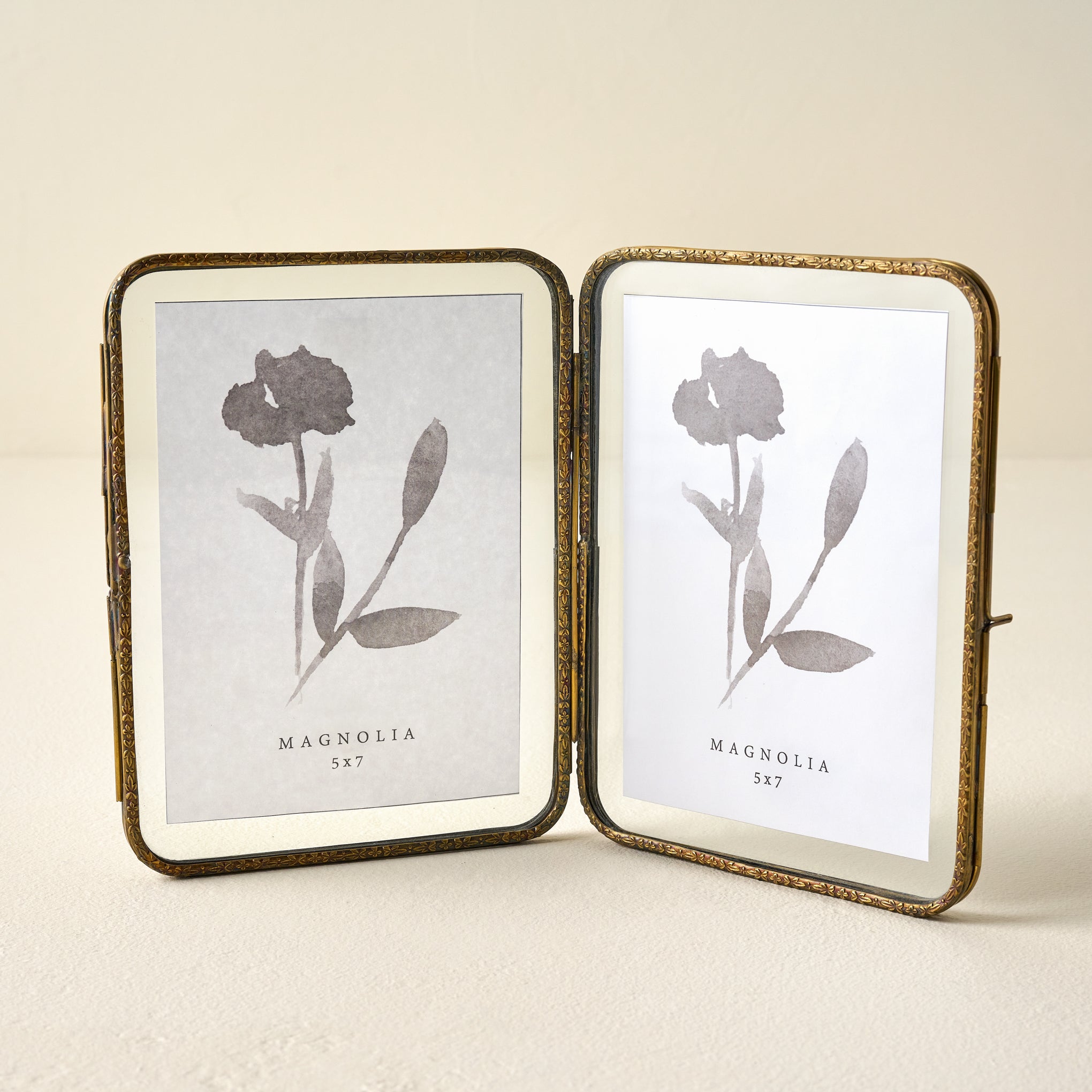 Antiqued Brass Double Photo Frame