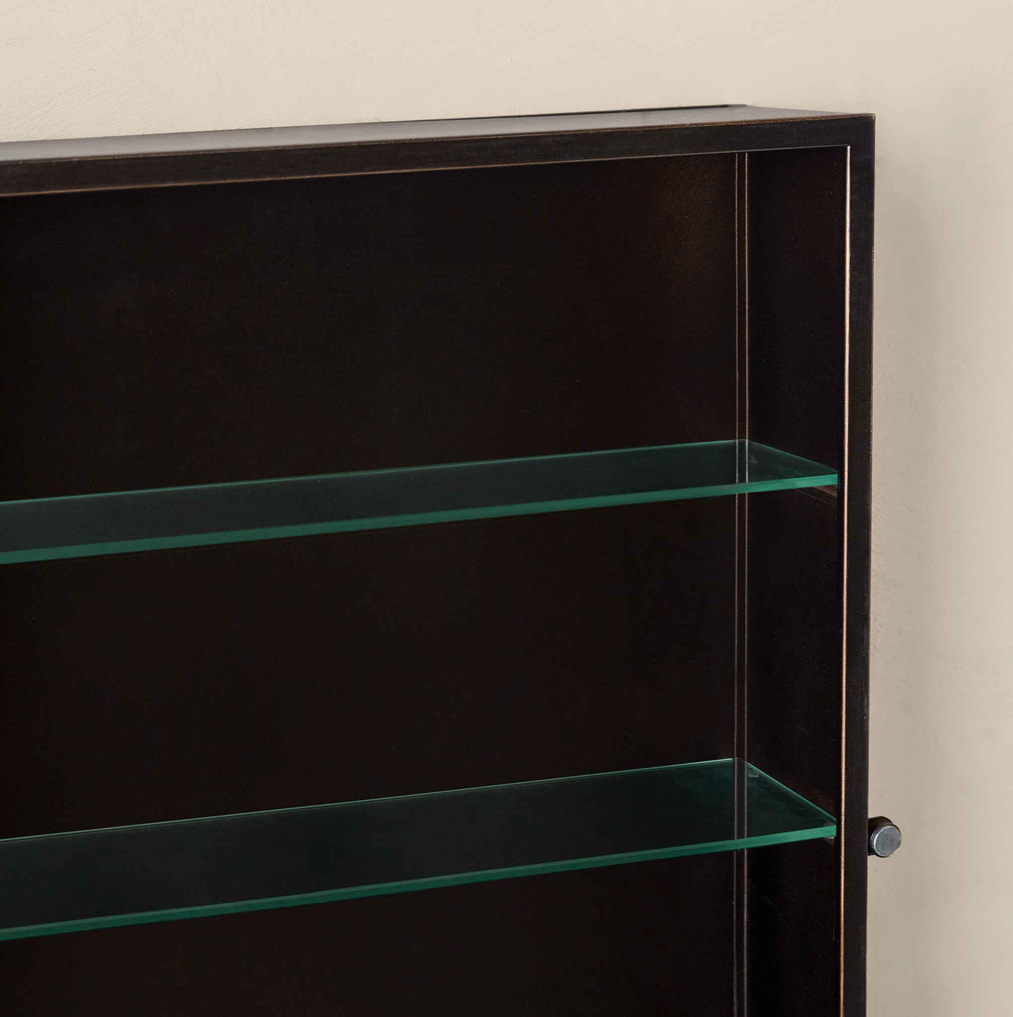 Nova Antique Bronze Medicine Cabinet inside