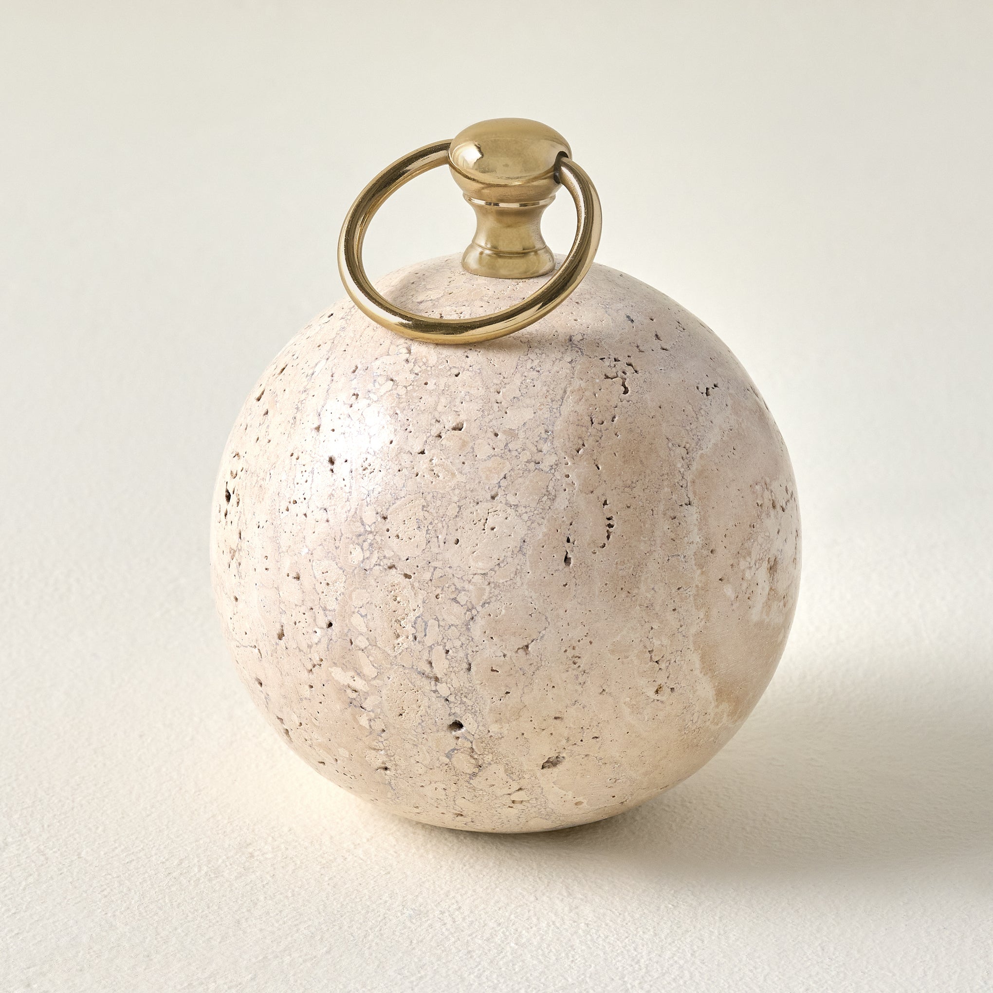 Travertine and Brass Doorstop