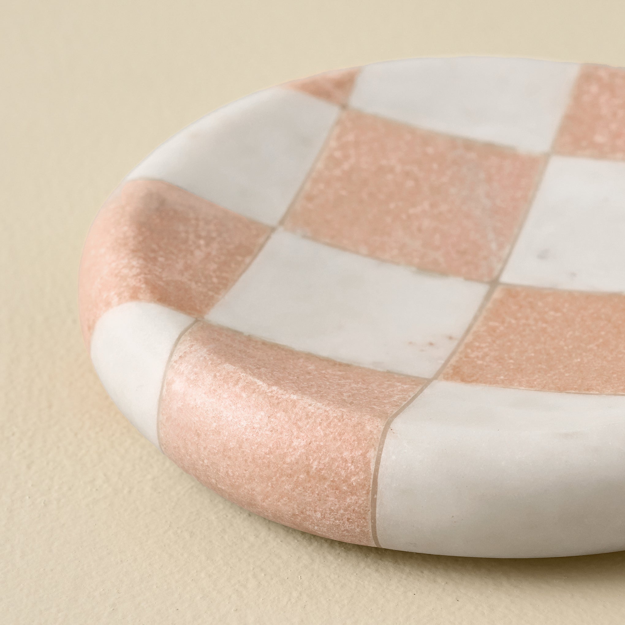 Carmella Checkered Marble Trinket Tray up close