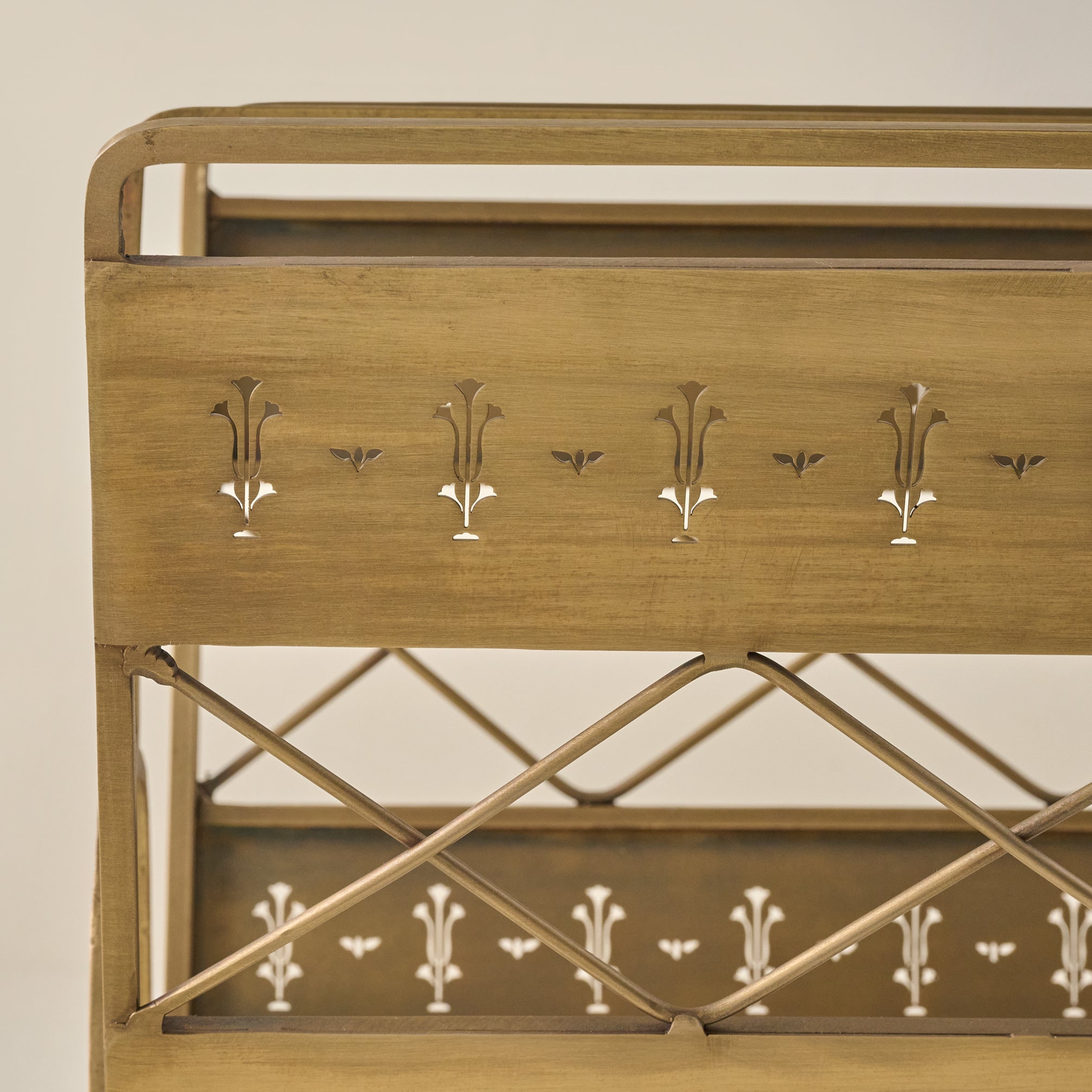 Antique Inspired Magazine Rack up close