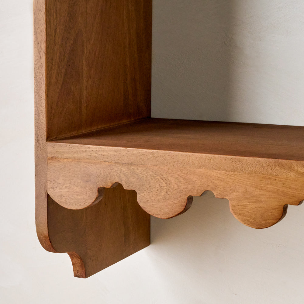 Linnea Antiqued Wood Shelf up close