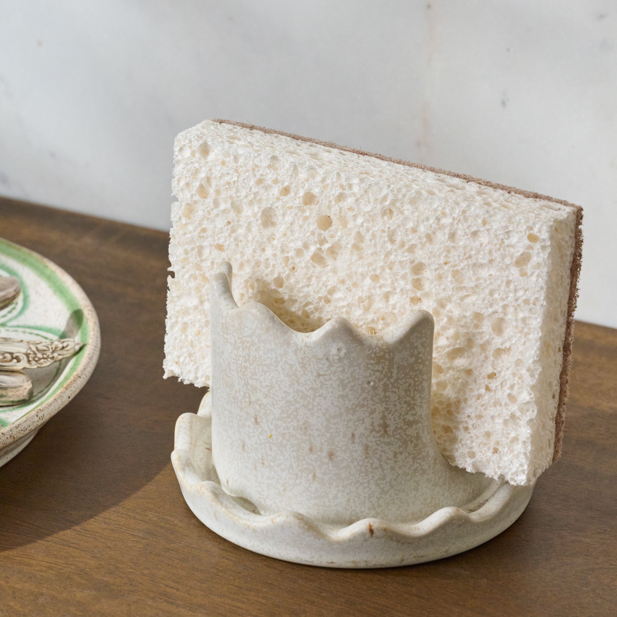 French White Sponge Keeper shown with sponge