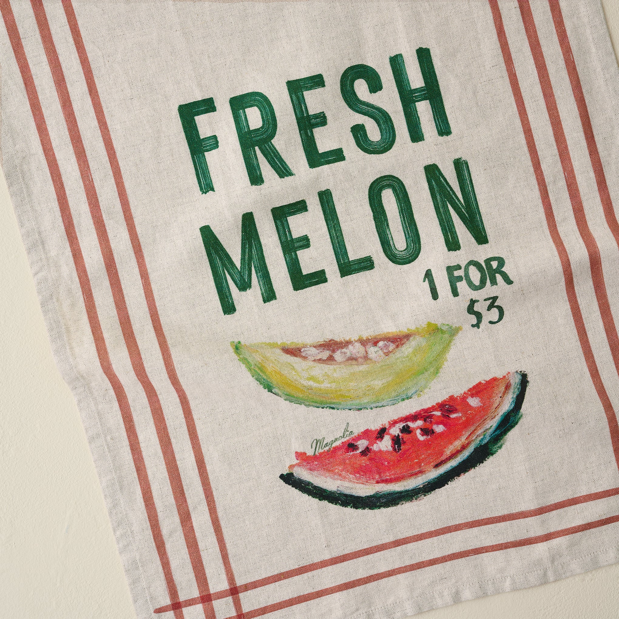 Magnoliass Fresh Melon Tea Towel up close