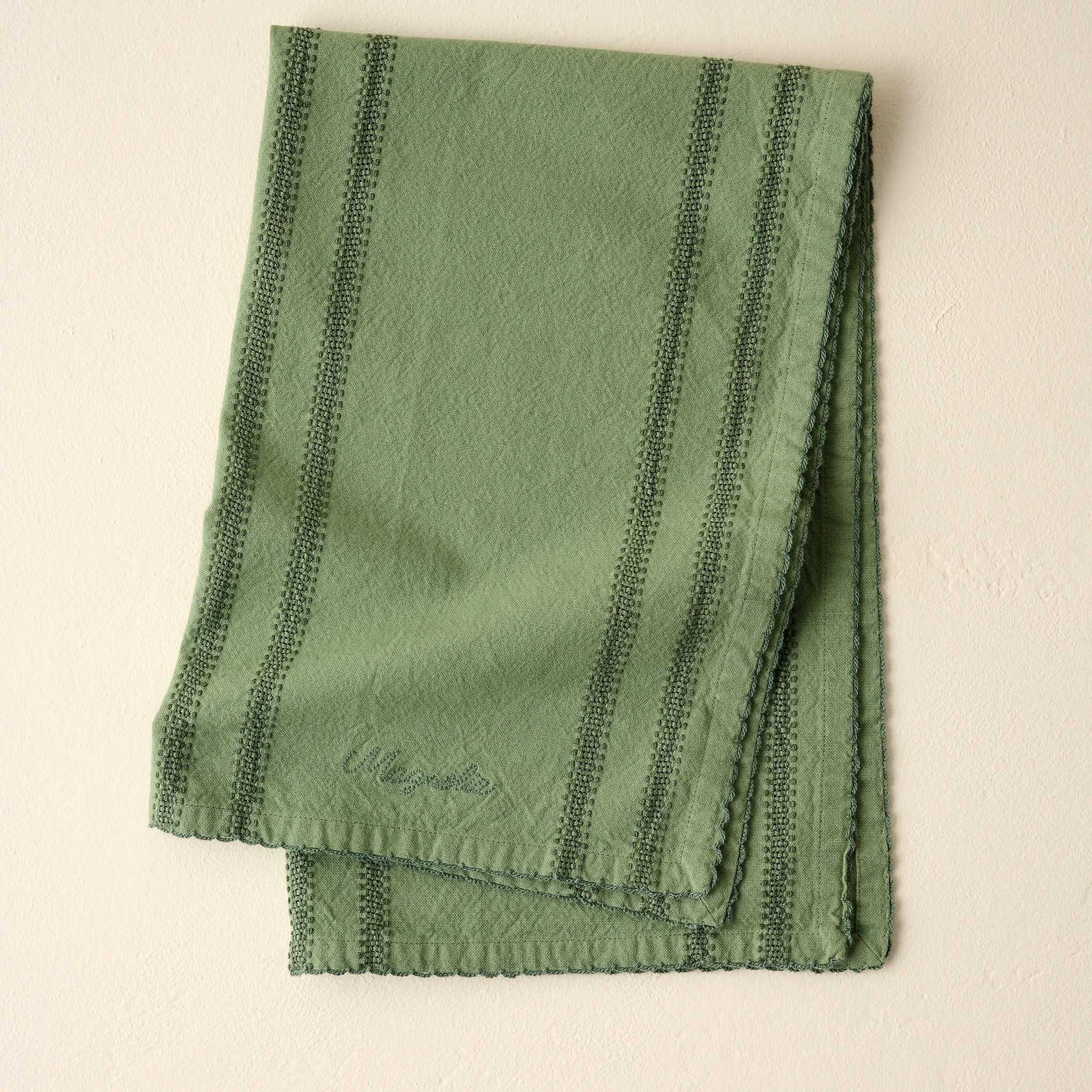 Magnoliass Antique Green Striped Tea Towel