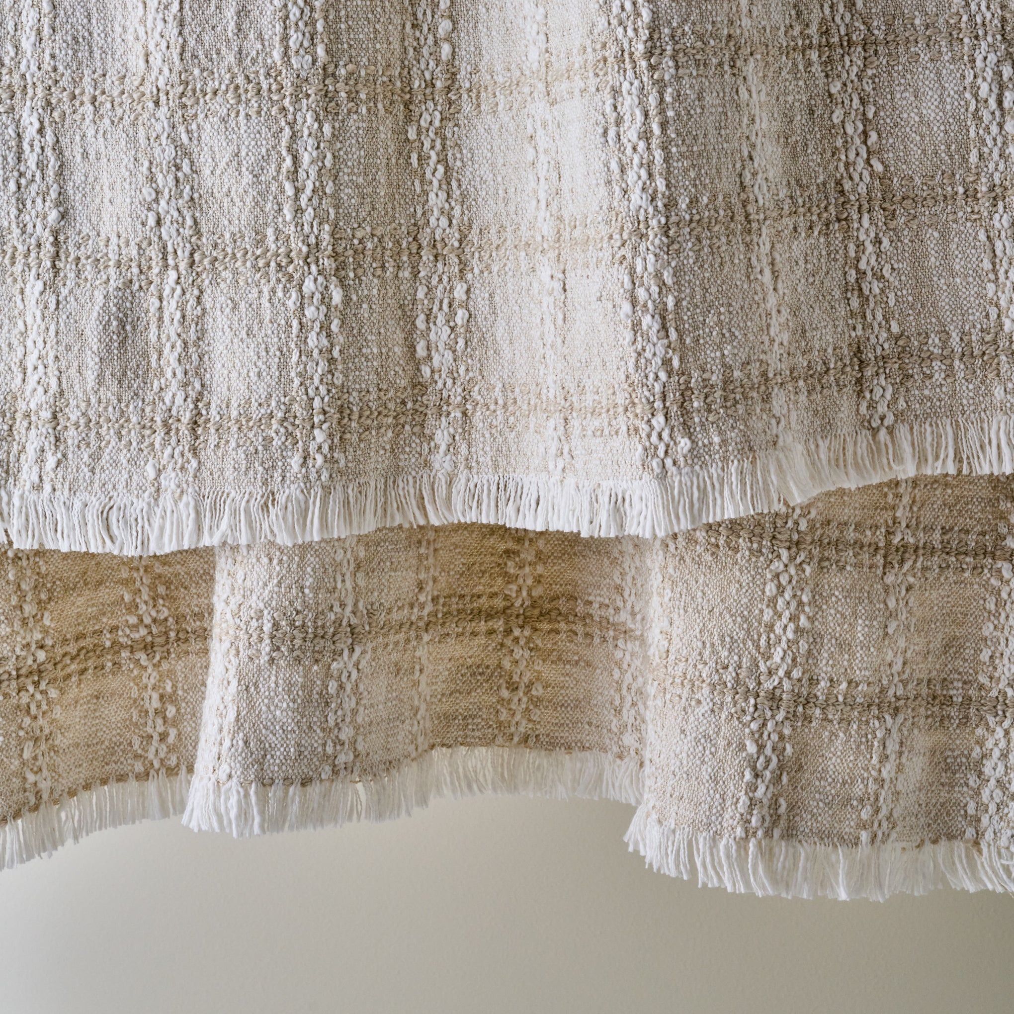 Woven Grid Coverlet  - Natural up close