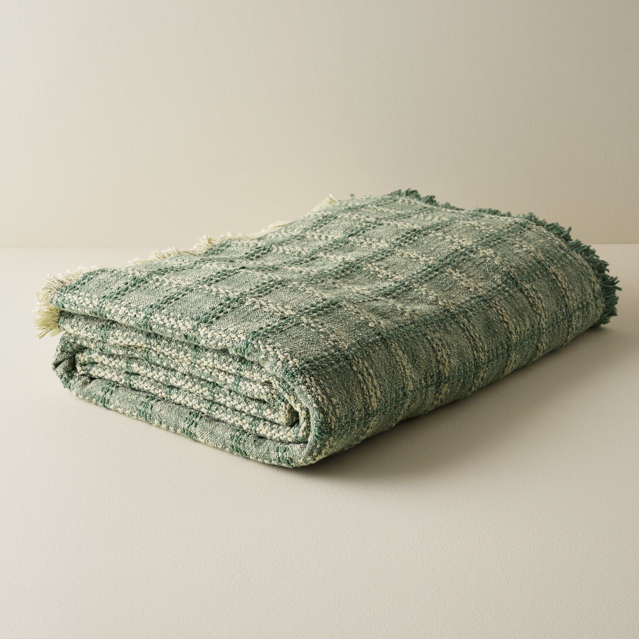 Woven Grid Coverlet - Seaspray