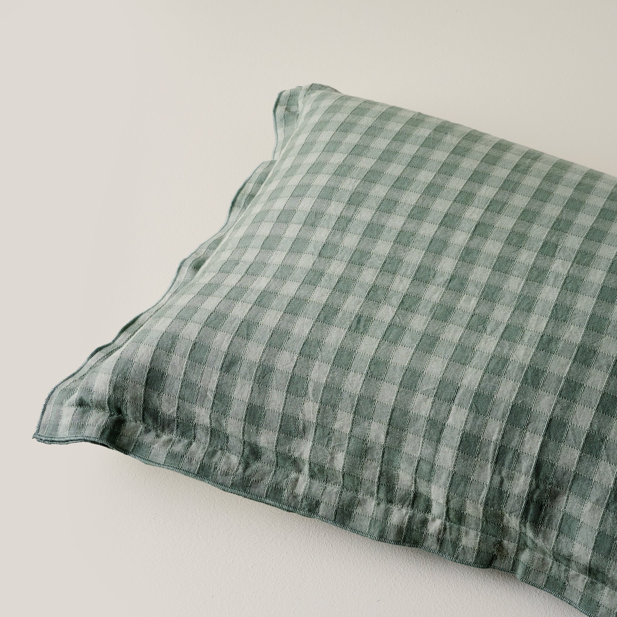 Maxine Gingham Sham in dusty green