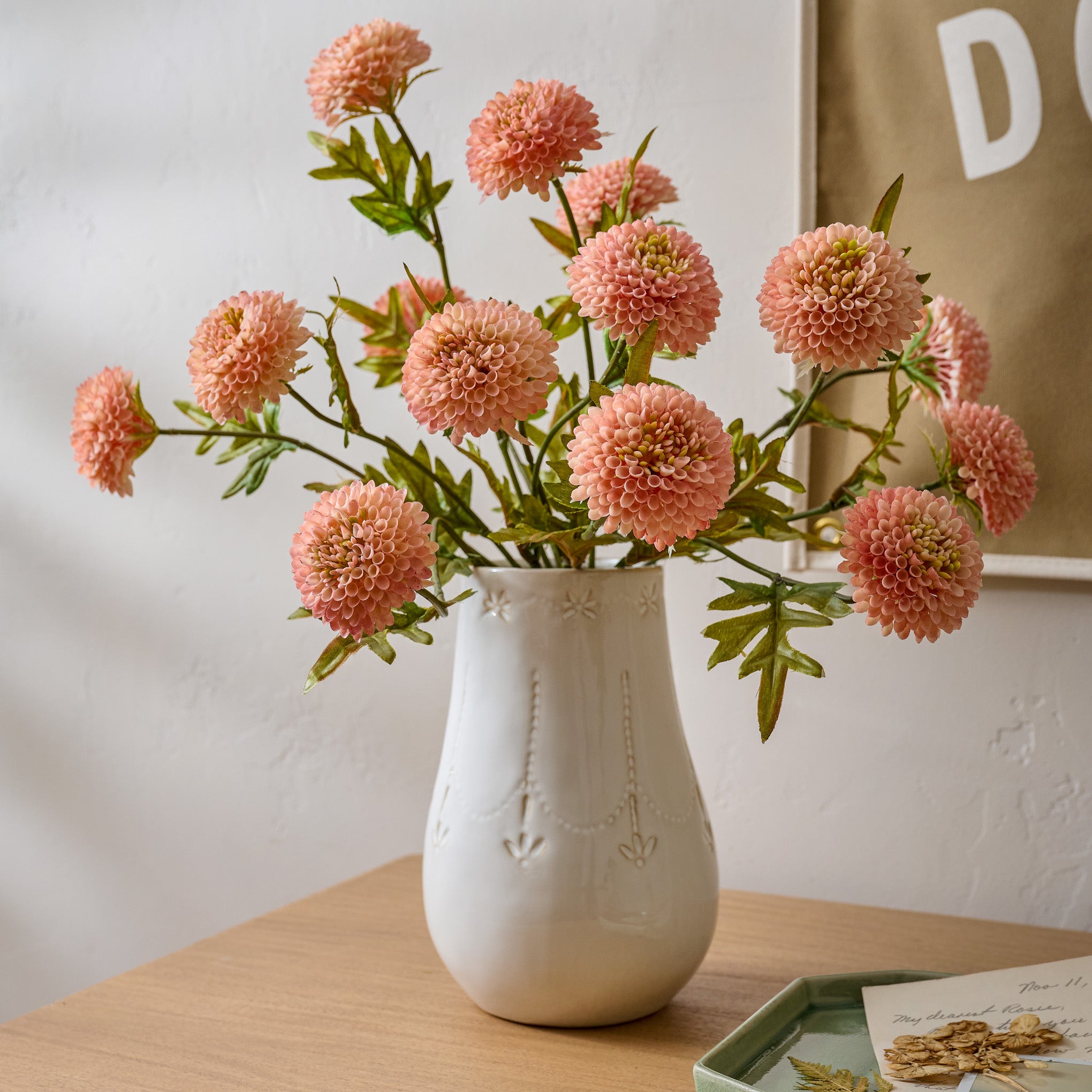 Floral Glazed Ceramic Maisie Vase shown with florals