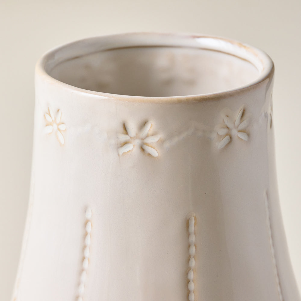 Floral Glazed Ceramic Maisie Vase up close
