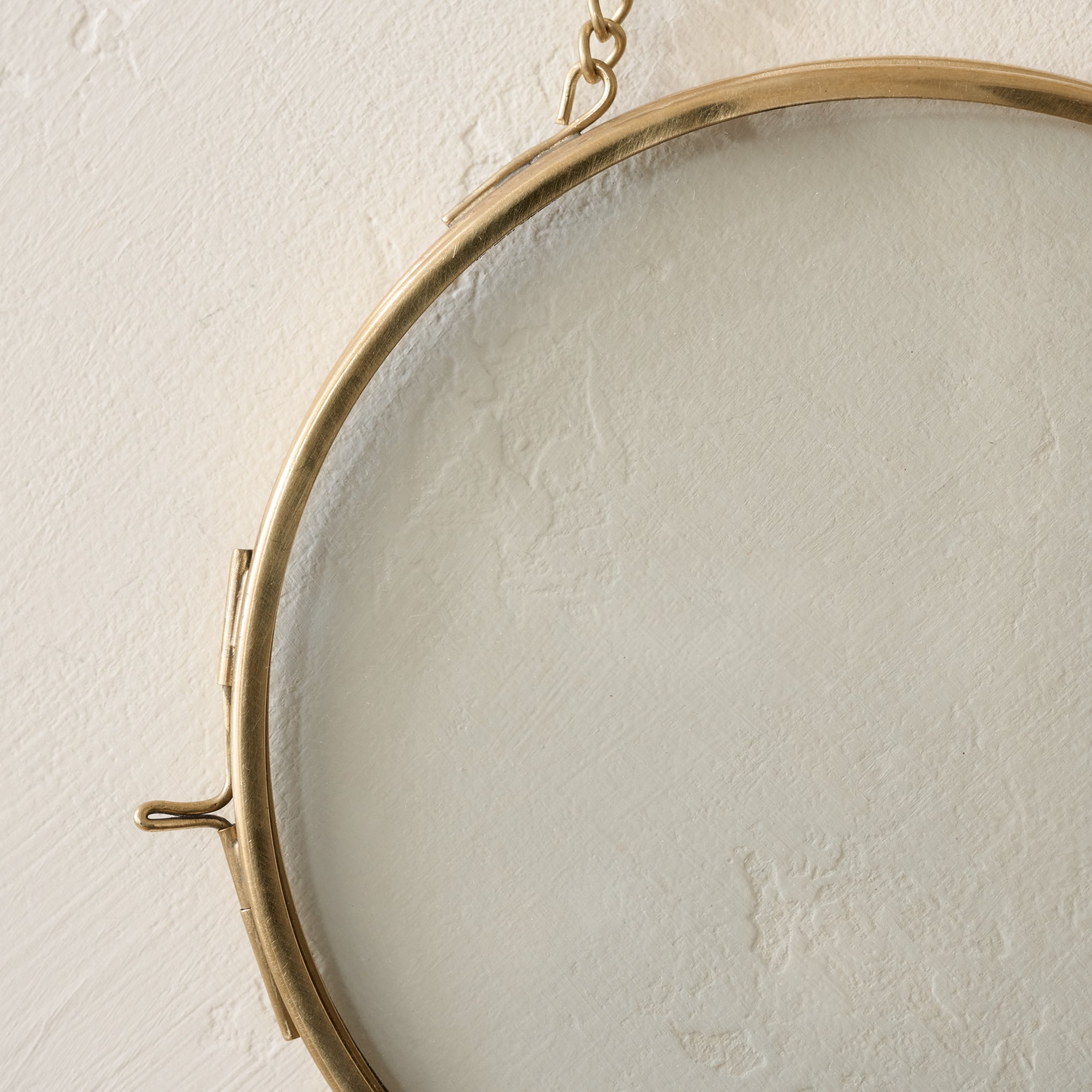 Round Round Josie Hanging Brass Photo Frame up close