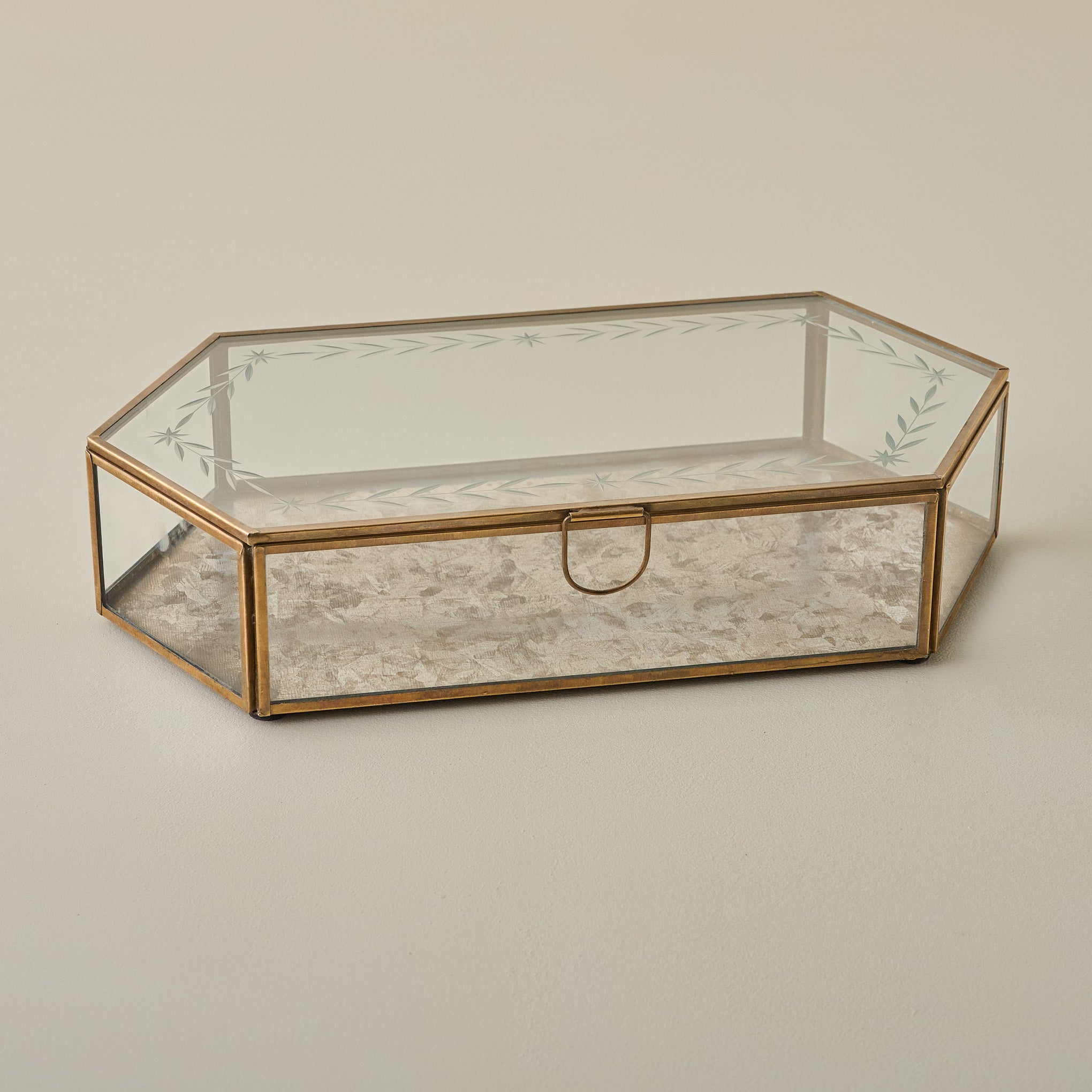 Large Delores Etched Glass Box