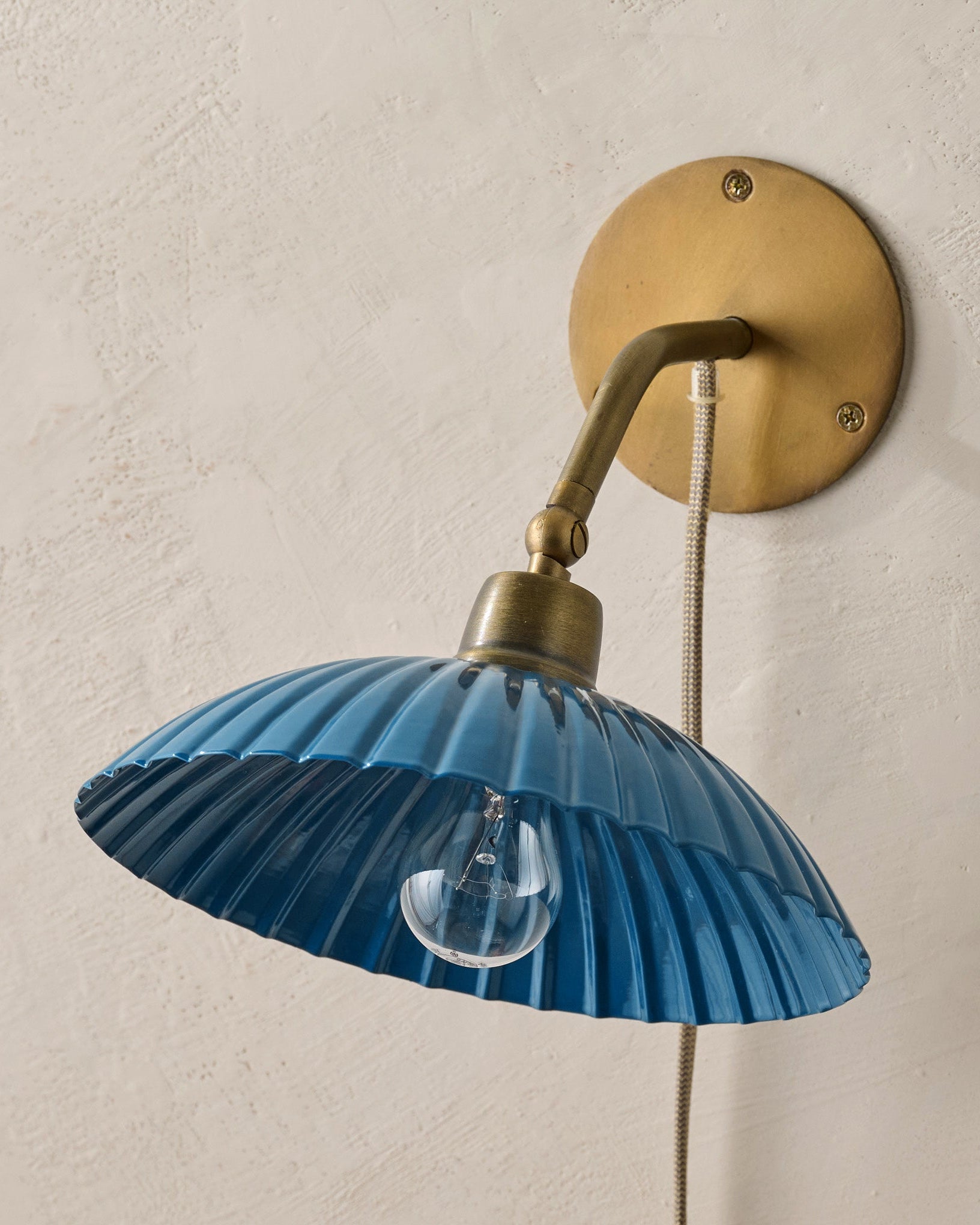 Chester Enamel Plug-in Sconce - Blue with Brass