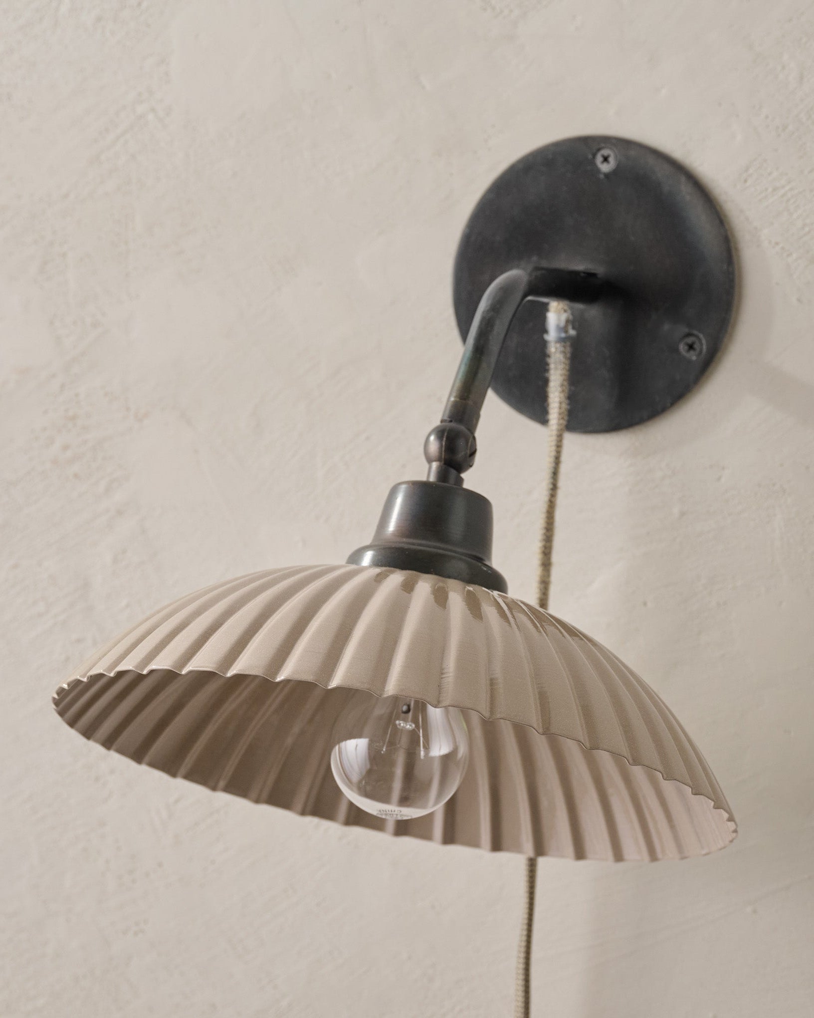 Chester Enamel Plug-in Sconce - Taupe with Bronze
