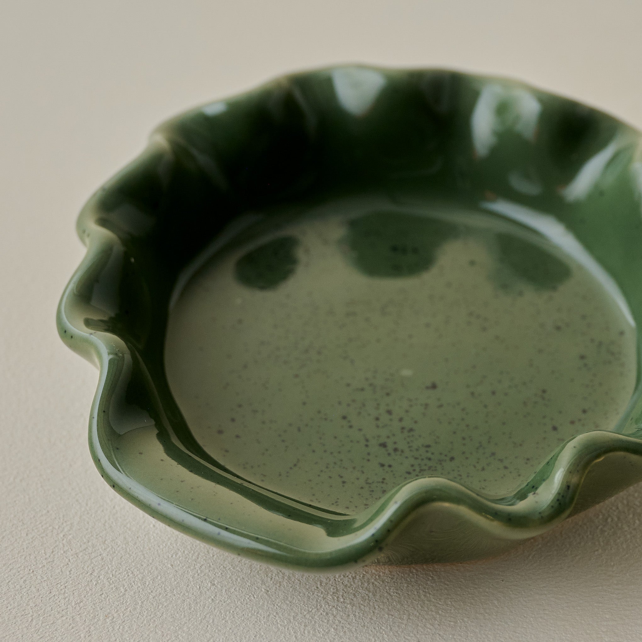 Forest Green Speckle Spoon Rest up close