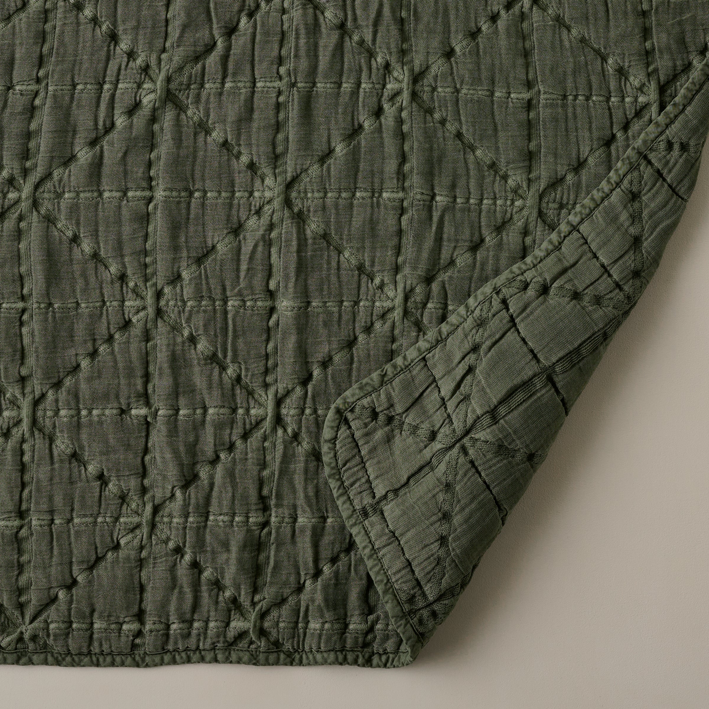 Sutton Winter Moss Matelasse Coverlet up close