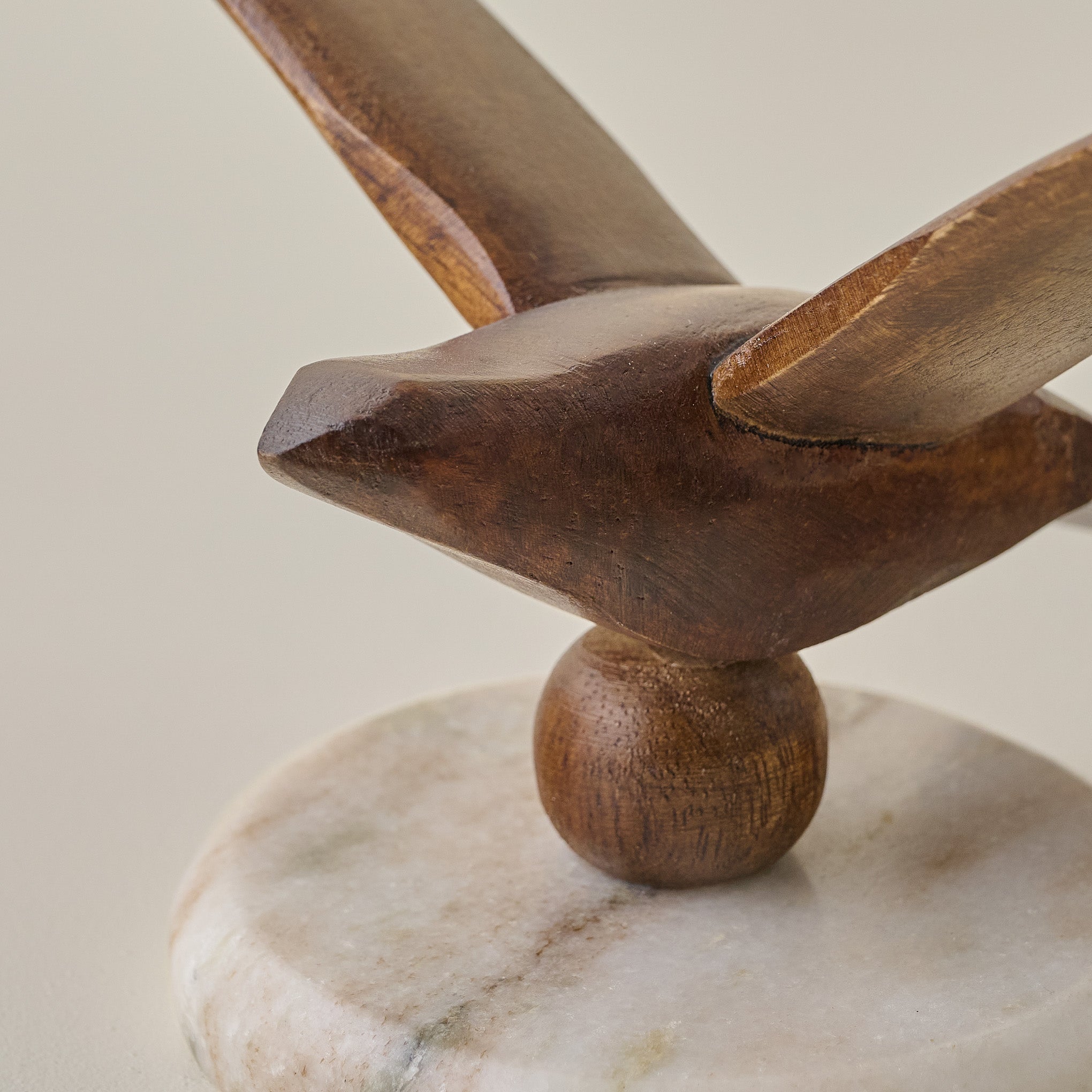 Marble and Wood Bird Sit About up close