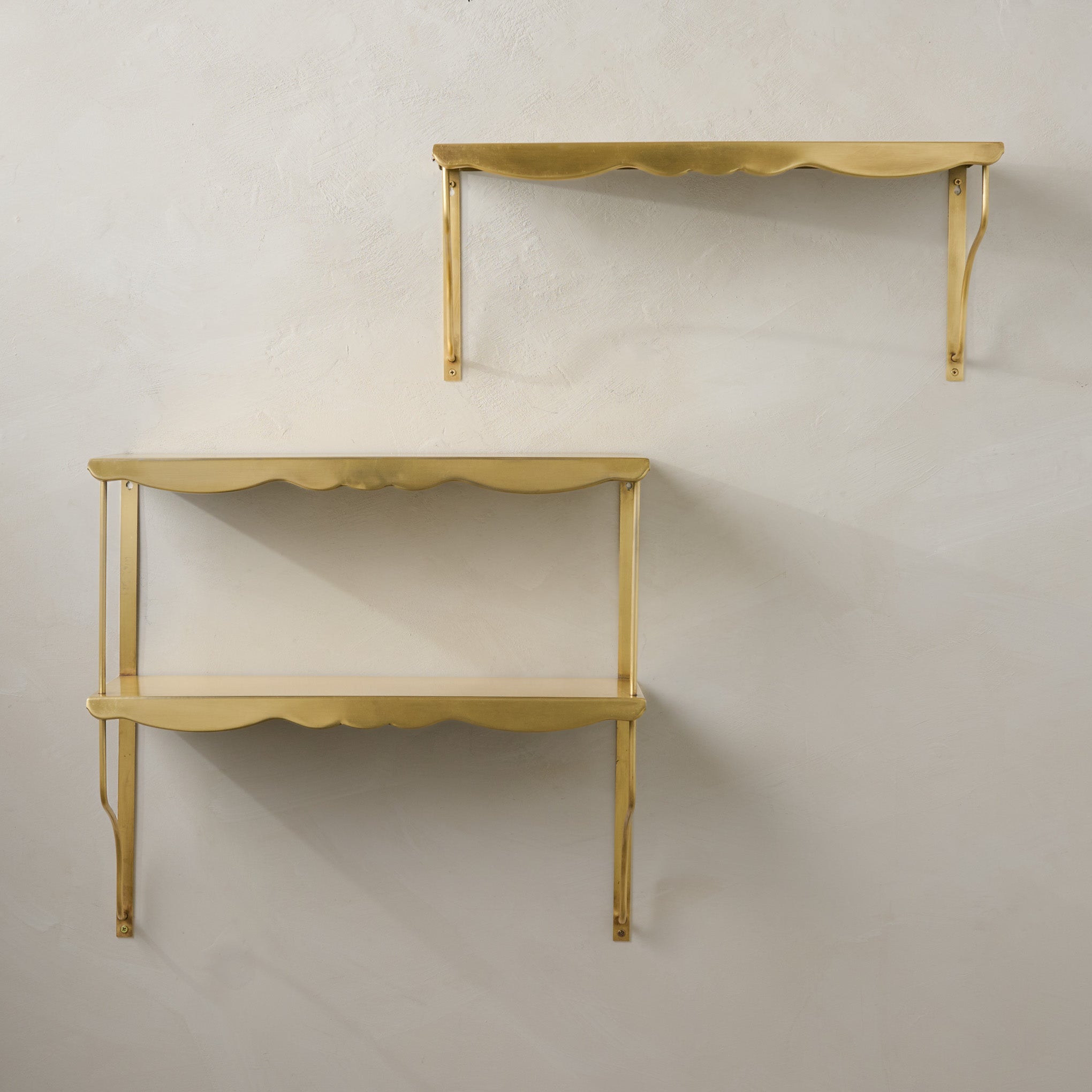 Rosalie Brass Scalloped Shelf shown with double shelf