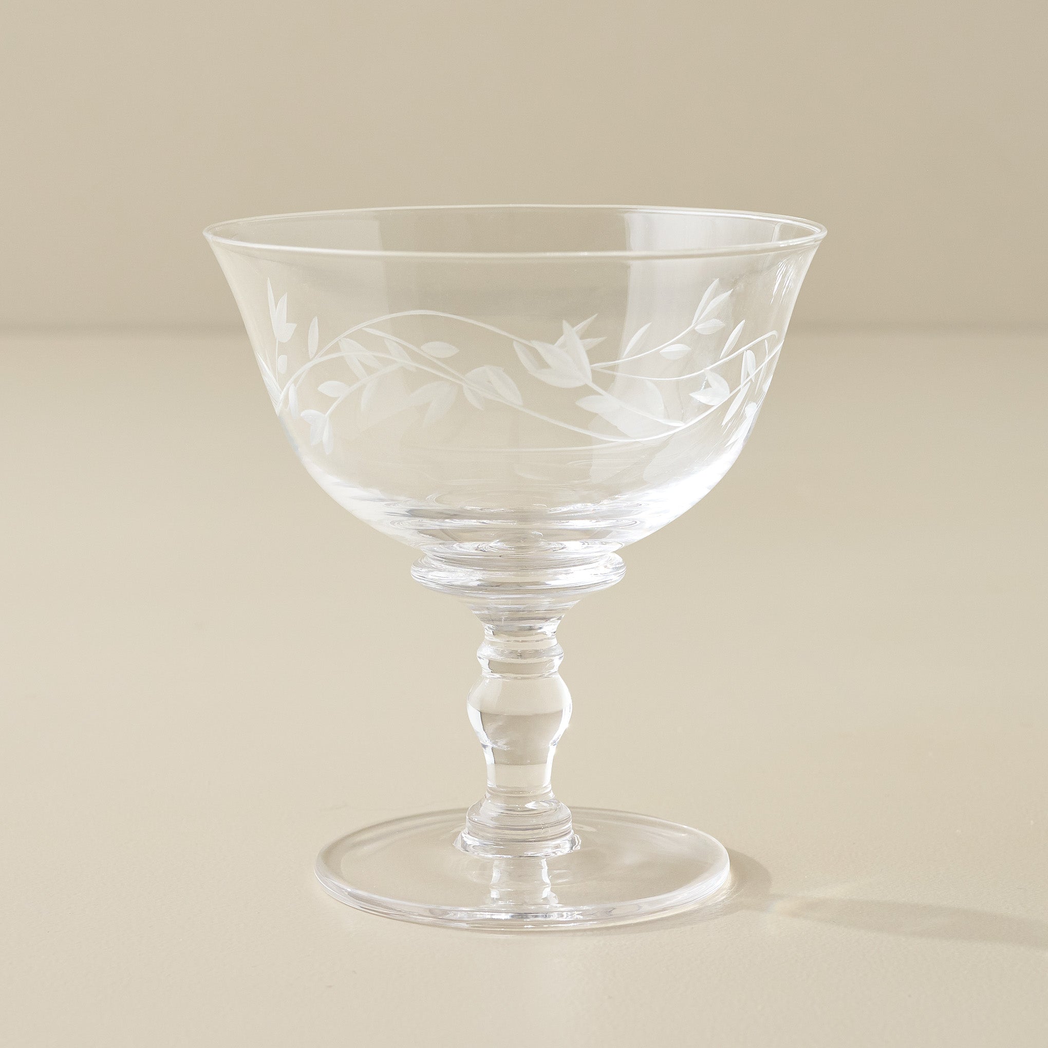 Vintage-Inspired Etched Coupe Glass