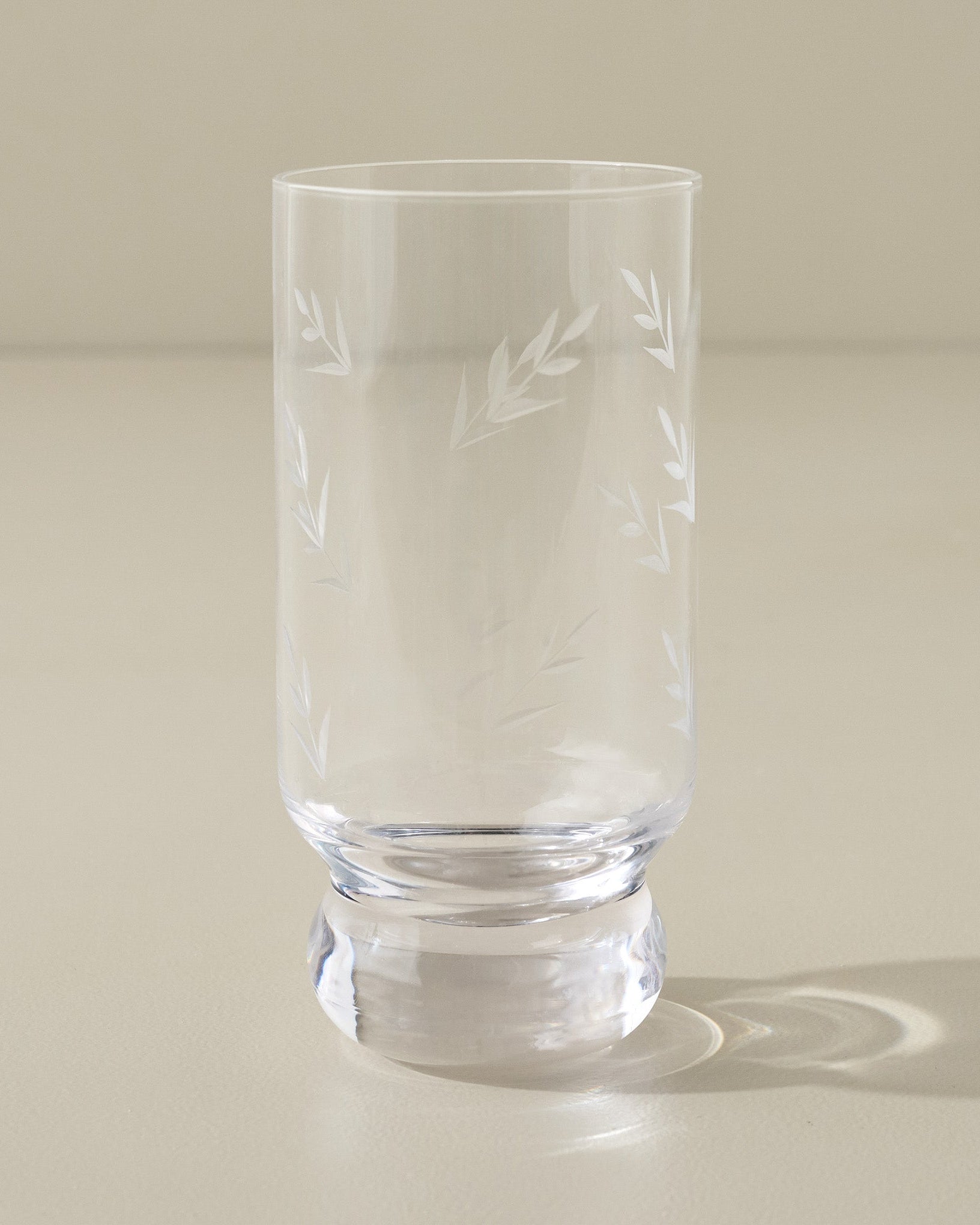 Large Vintage-Inspired Etched Glass Tumbler