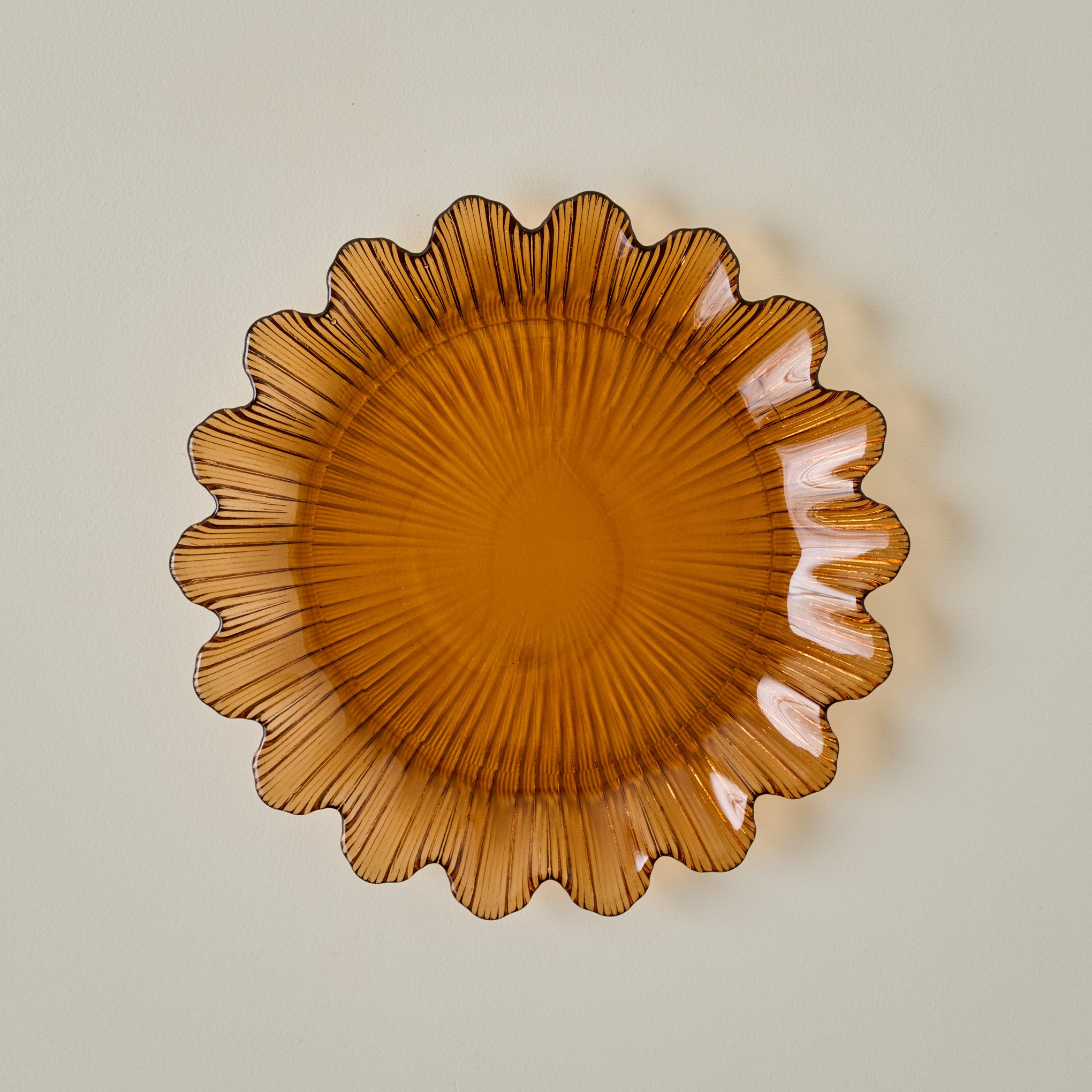 Emmeline Amber Scalloped Glass Plate