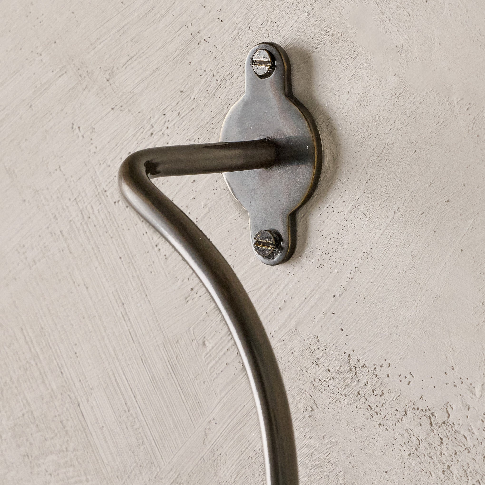 Antique Bronze Metal Towel Ring close up