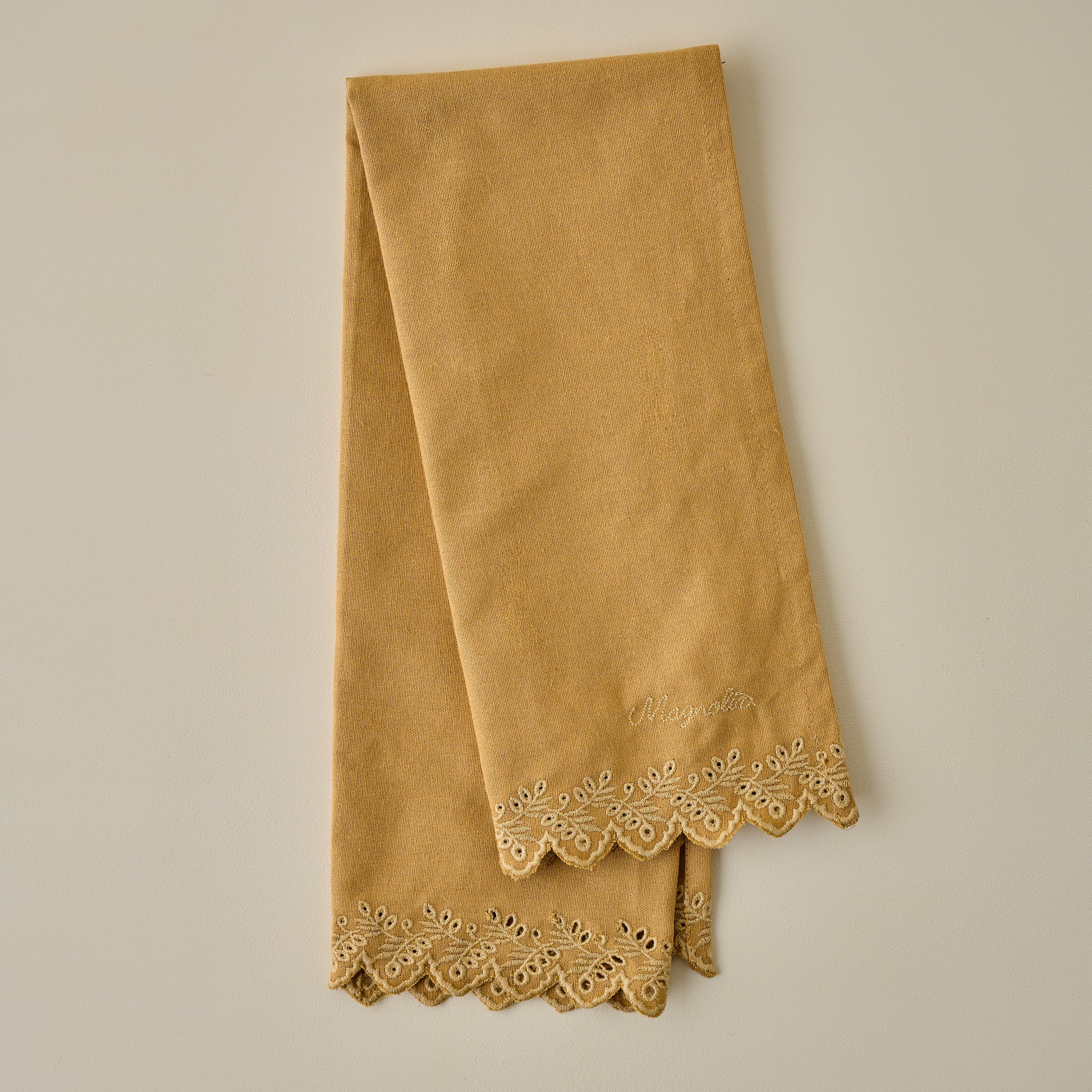 Magnoliass Golden Scalloped Tea Towel