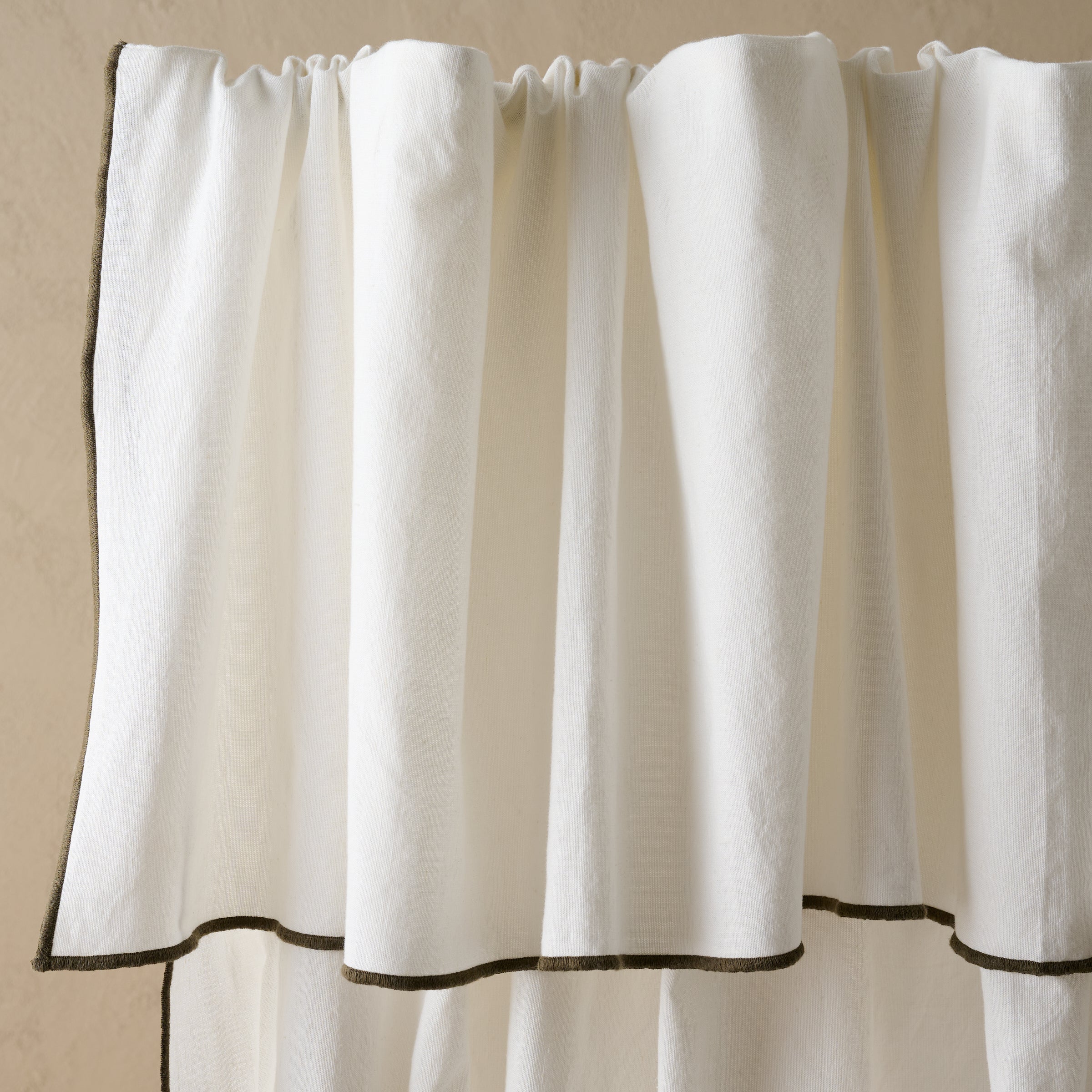 Magnoliass Olive Edge Ruffle Shower Curtain
