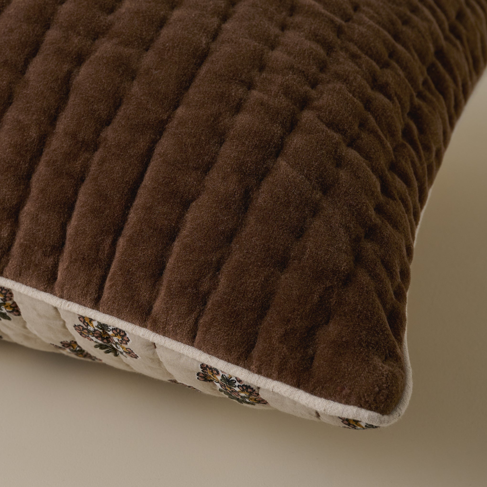 Audrey Velvet Lumbar Pillow- Cedar corner up close