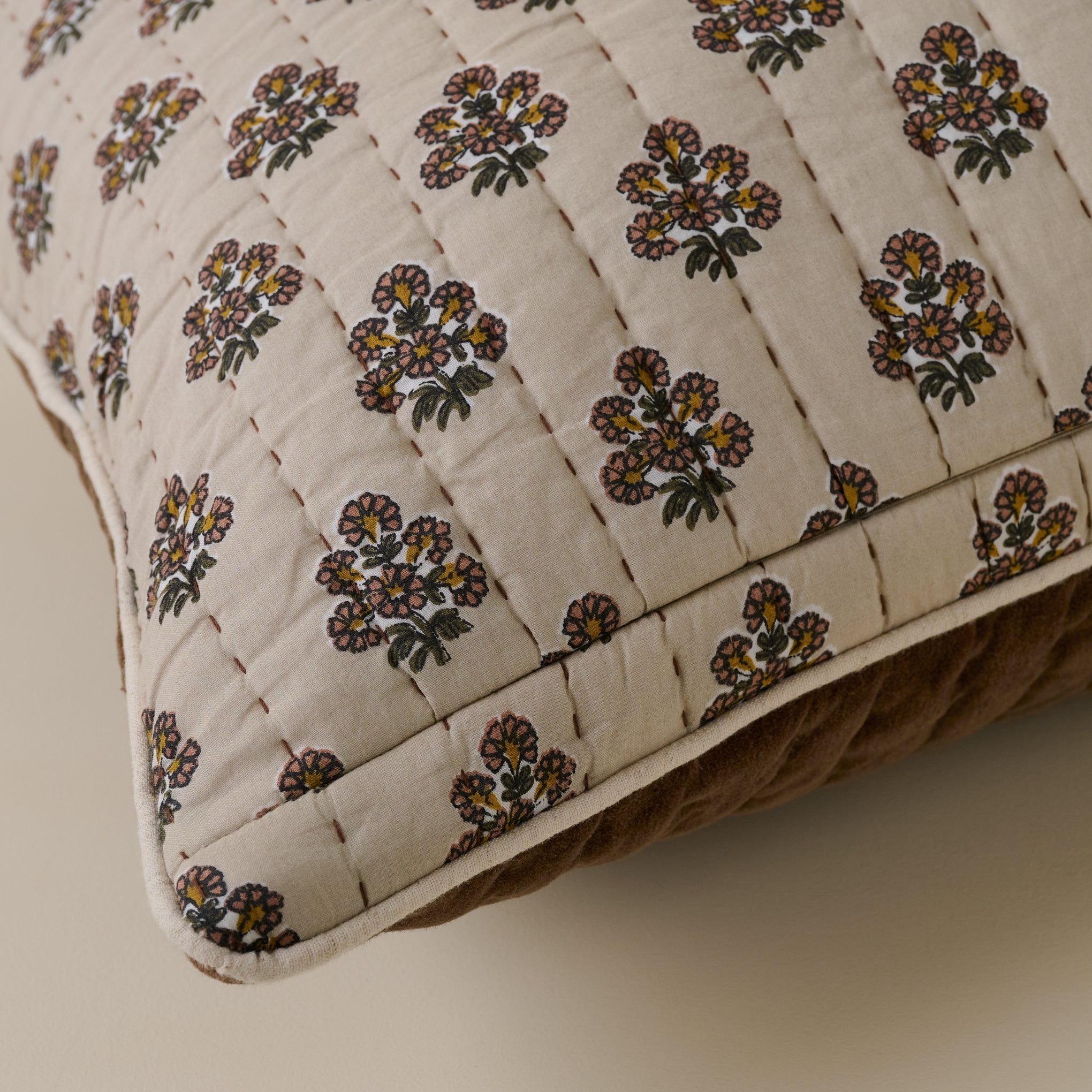 Audrey Velvet Lumbar Pillow- Cedar corner up close