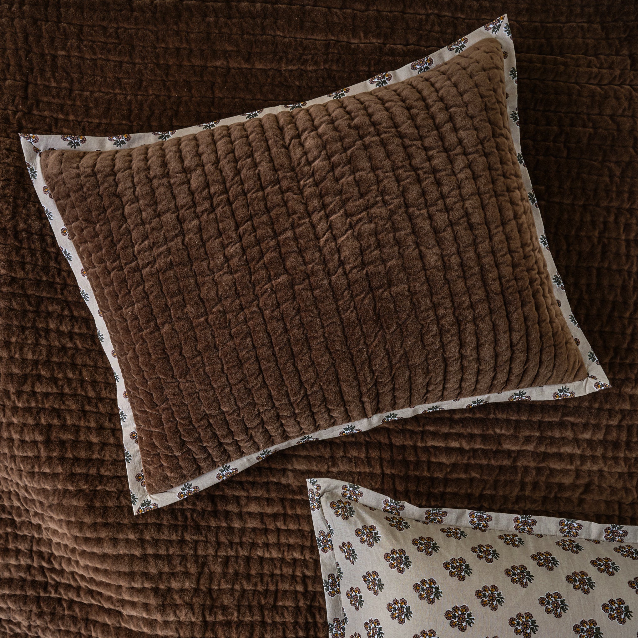 Desert Palm Audrey Velvet Block Print Quilt + Sham Set (King)