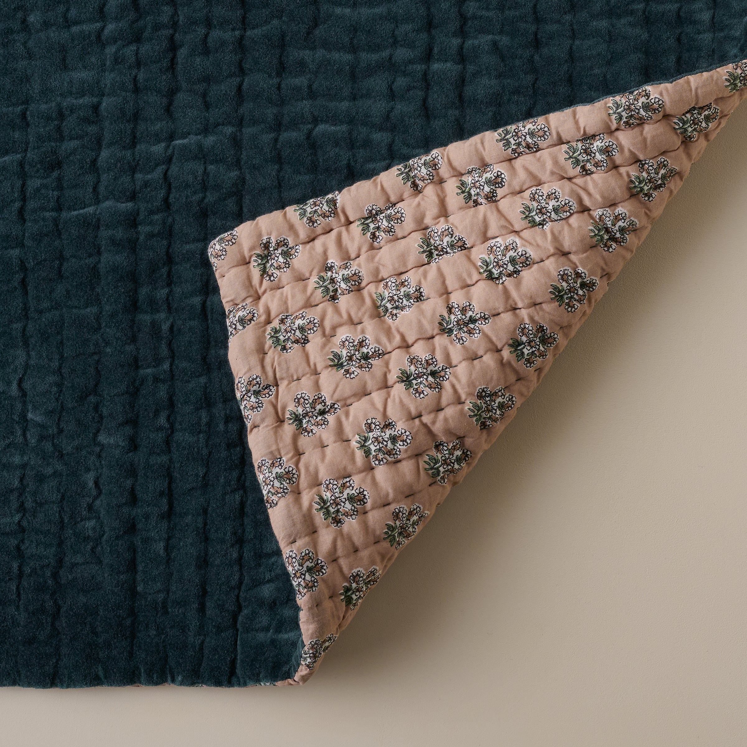Magical Forest Audrey Velvet Block Print Quilt + Sham Set (King)
