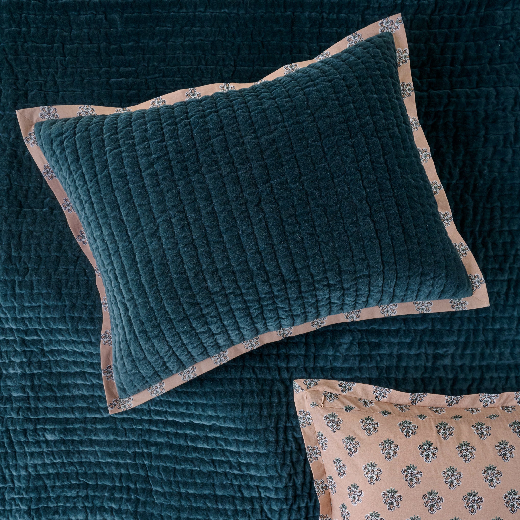 Magical Forest Audrey Velvet Block Print Quilt + Sham Set (King)