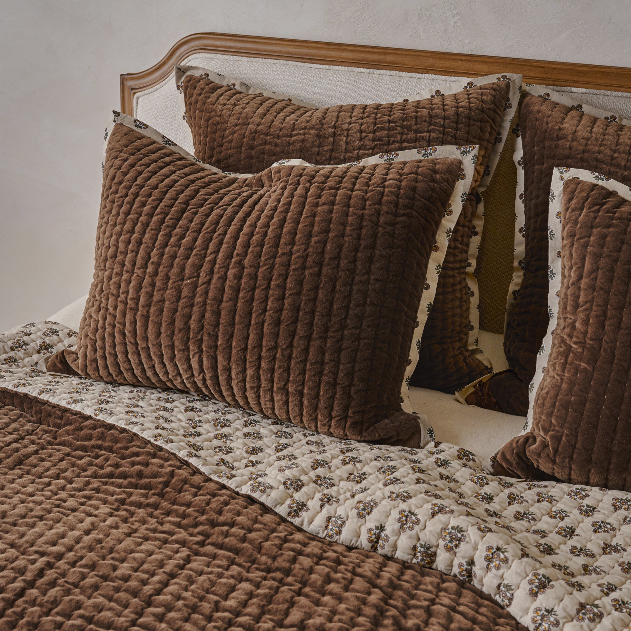 Desert Palm Audrey Velvet Block Print Quilt + Sham Set (King)