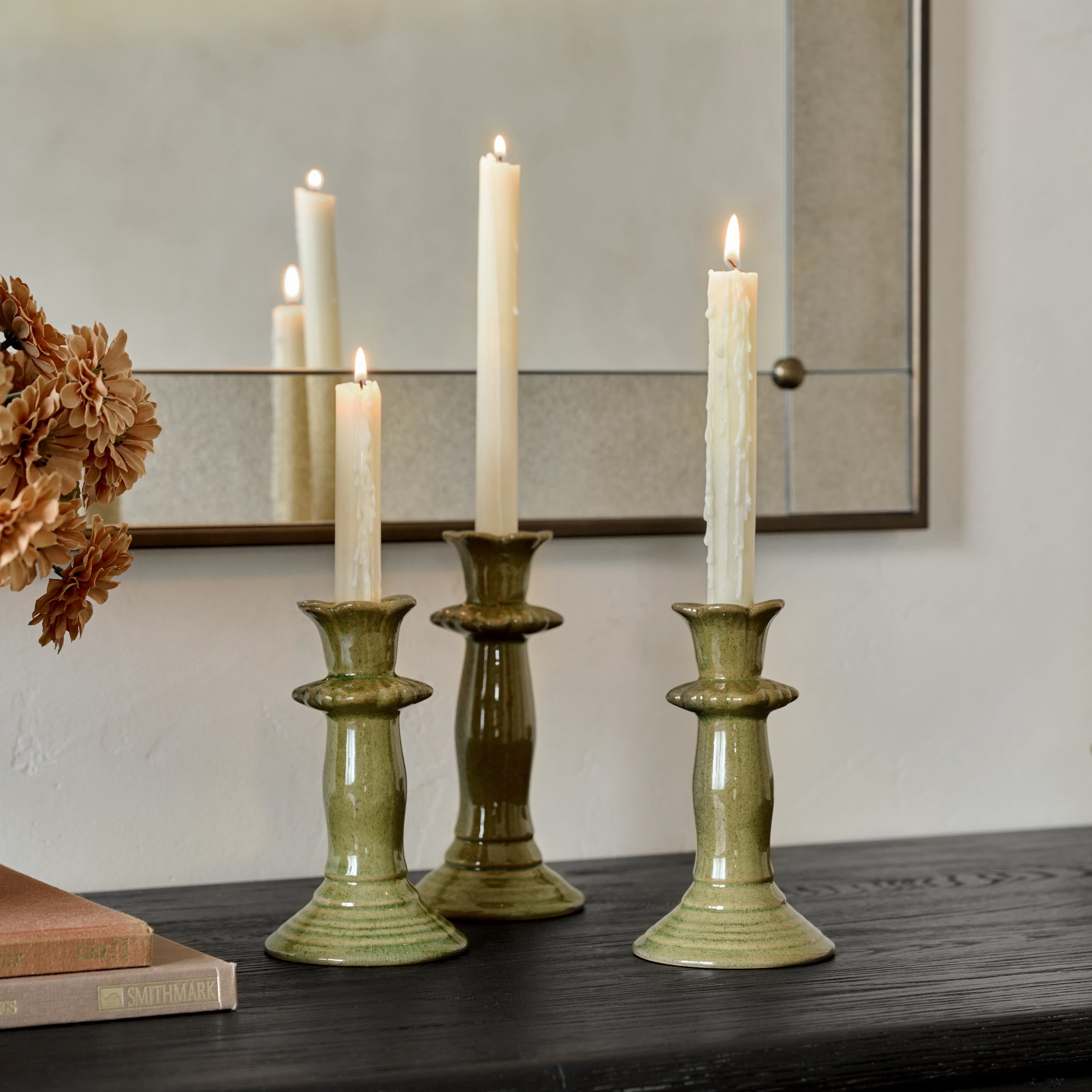 Dara Floral Taper Holders shown styled