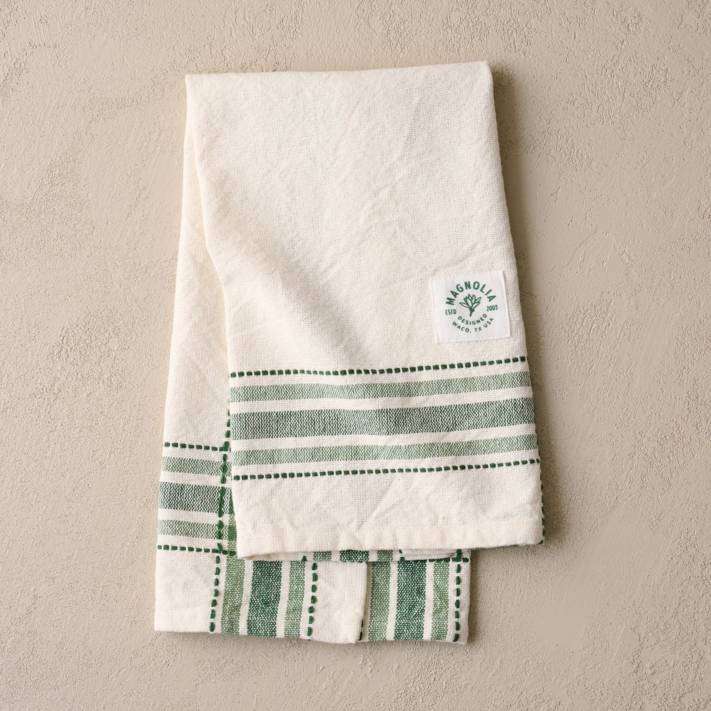 Magnoliass Vintage Green Border Tea Towel