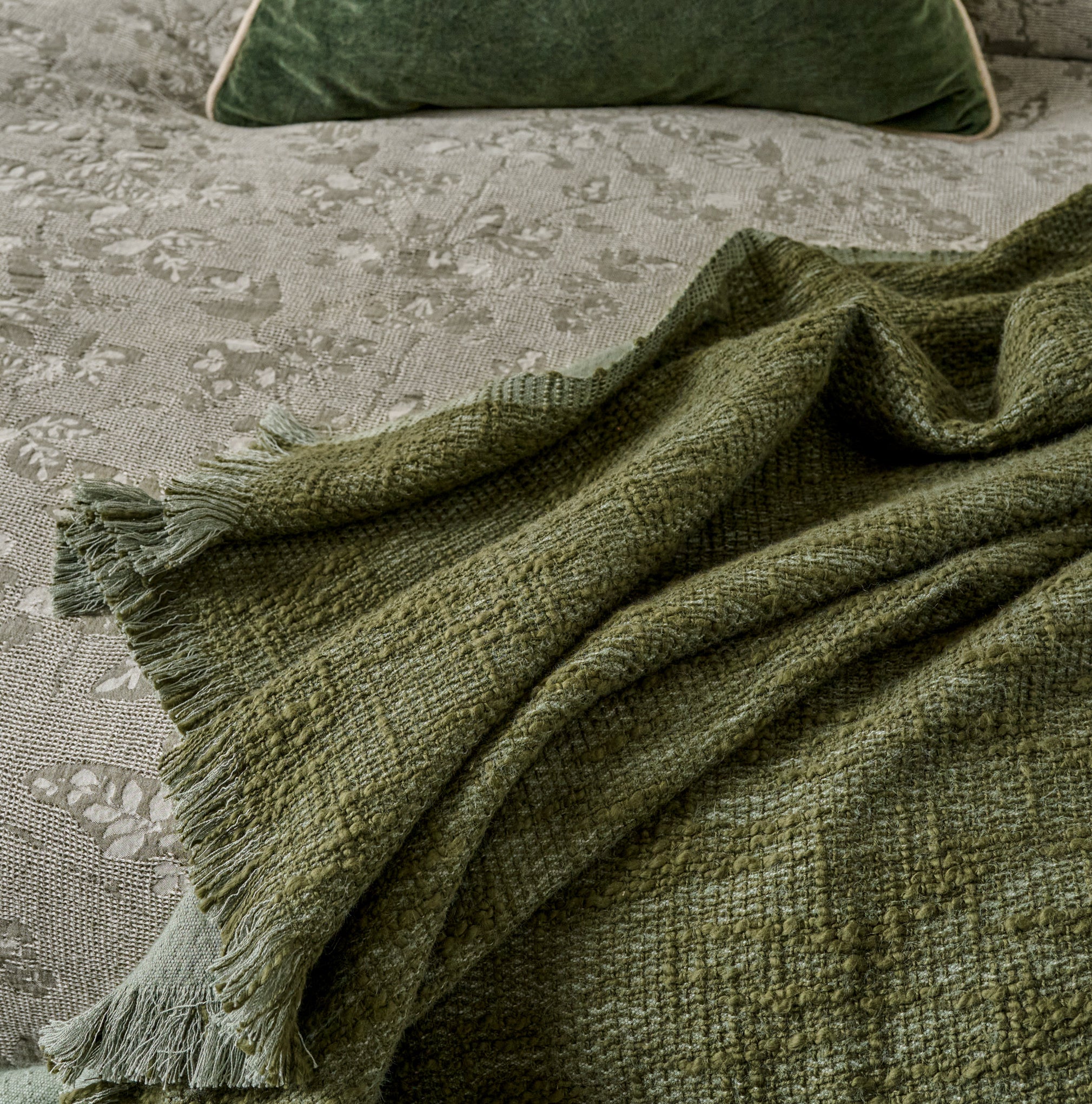 
Oversized Reversible Crosshatch Throw
 shown on bed