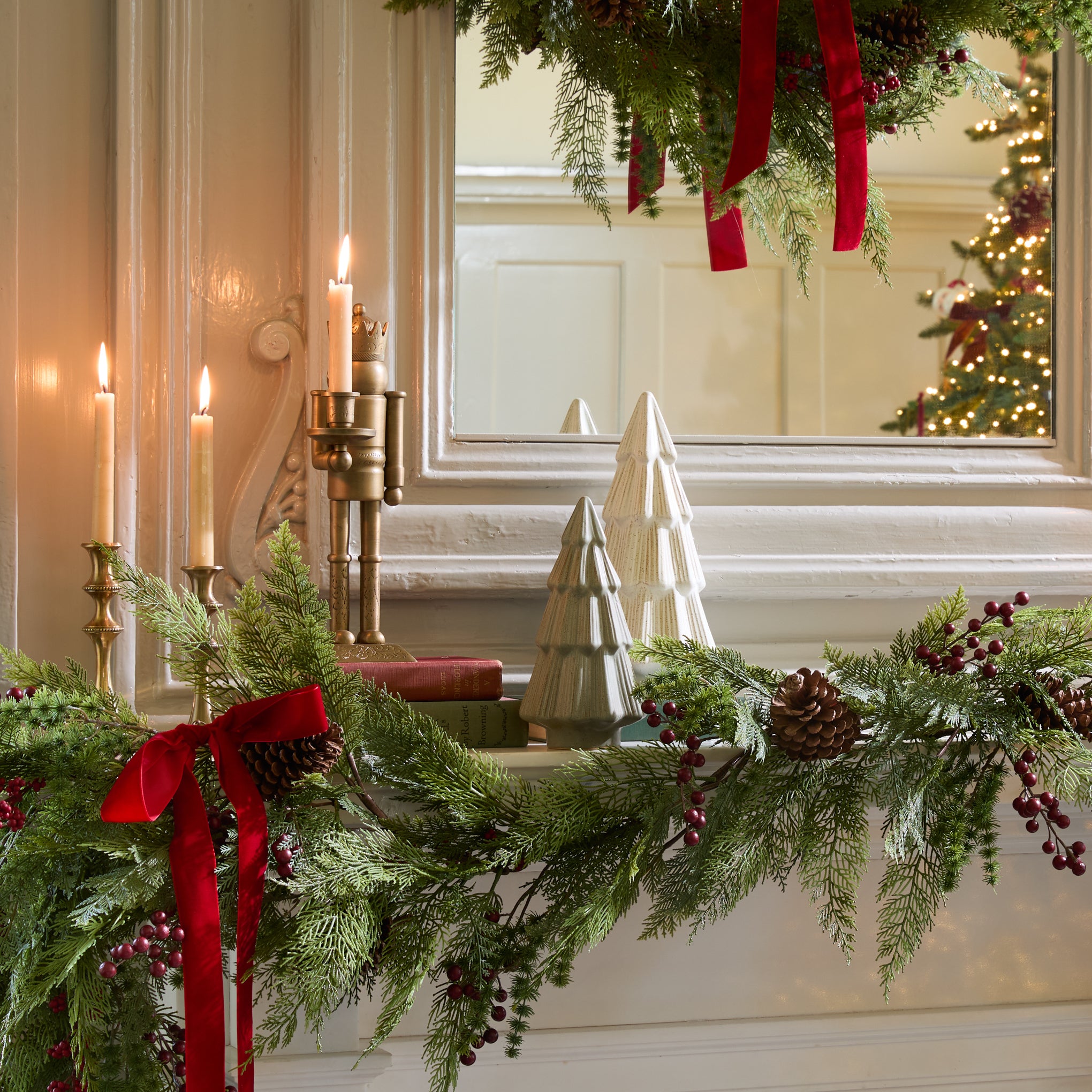 Etched Brass Nutcracker shown on mantel